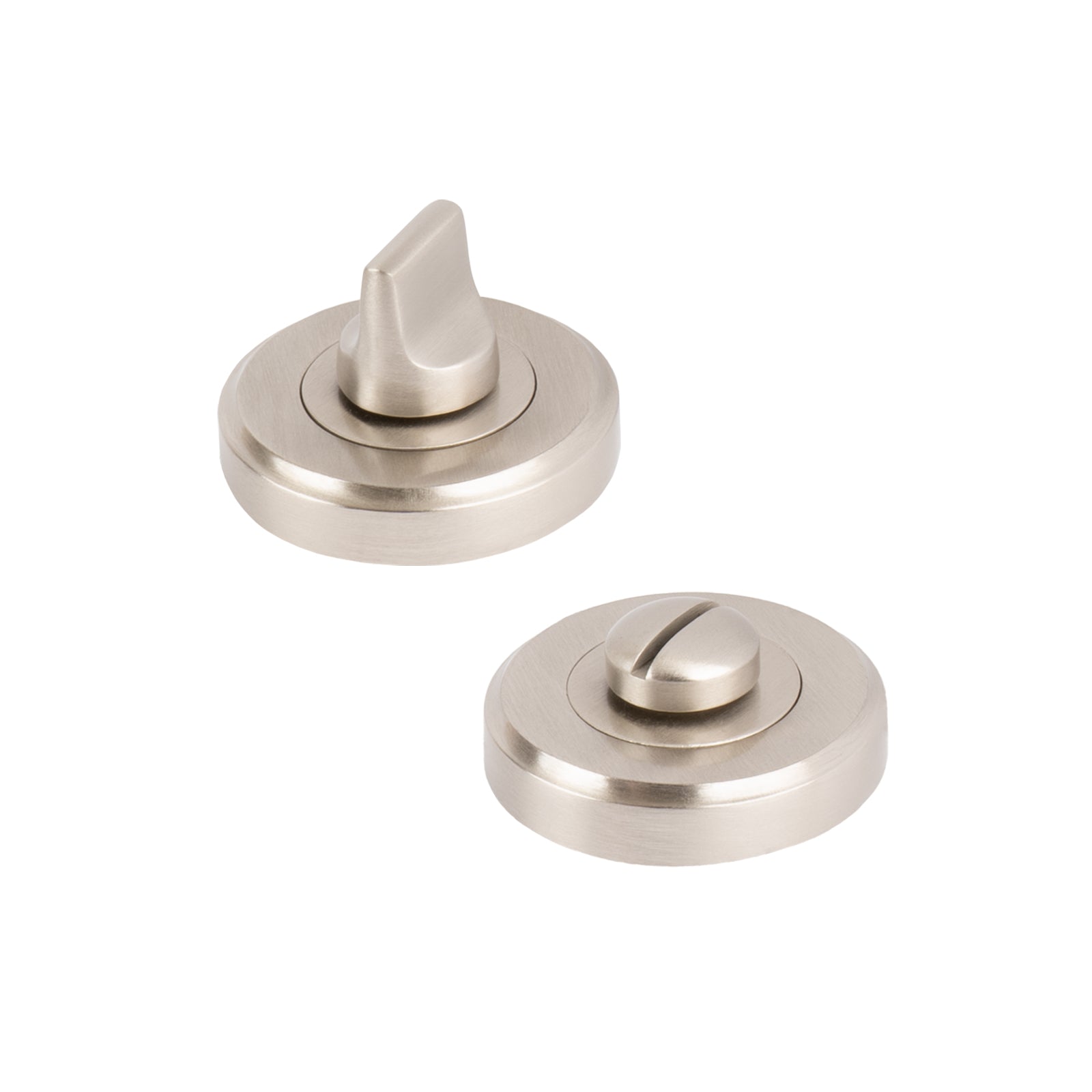 satin nickel round bathroom turn & release, privacy lock SHOW