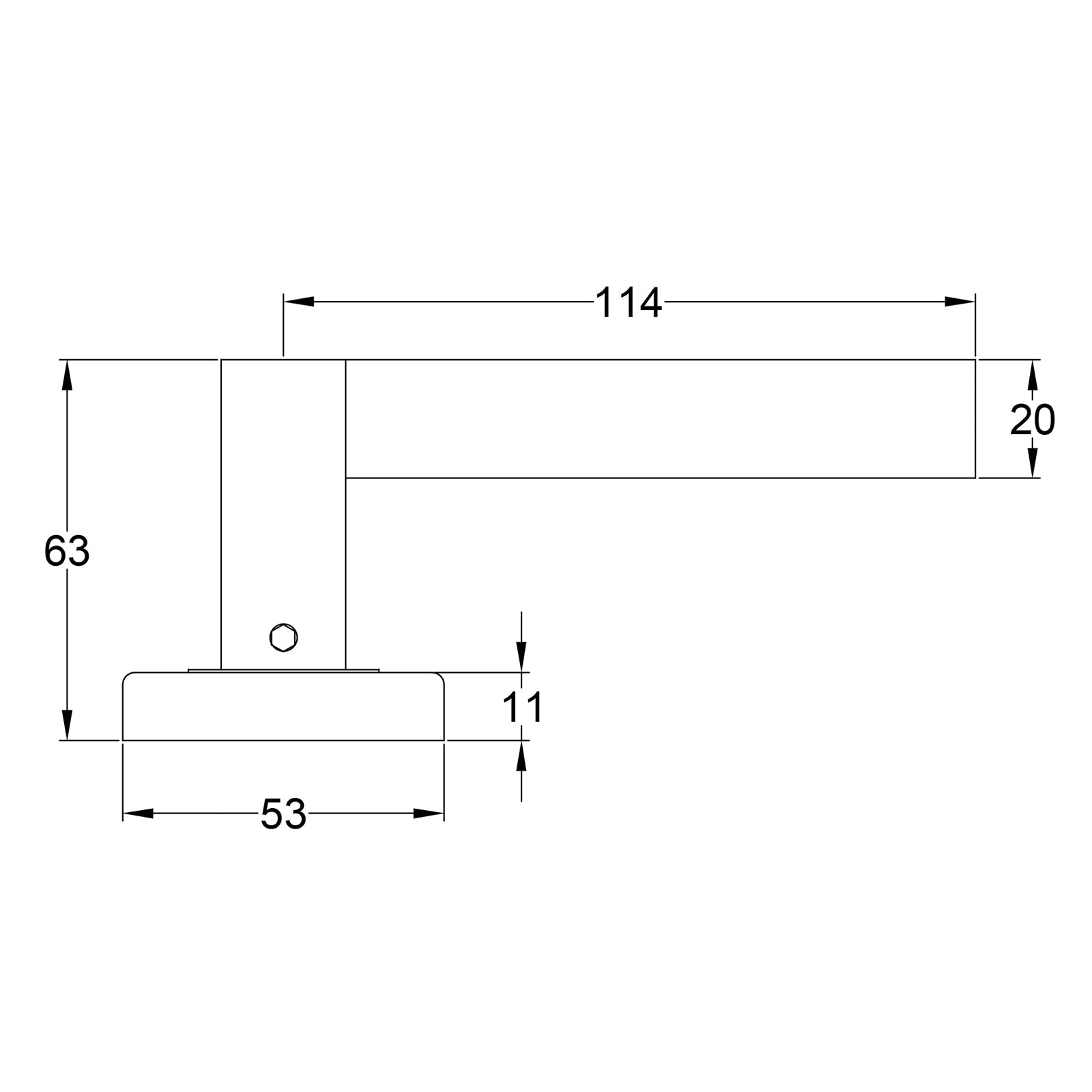 Lugano round rose door handle dimension drawing SHOW