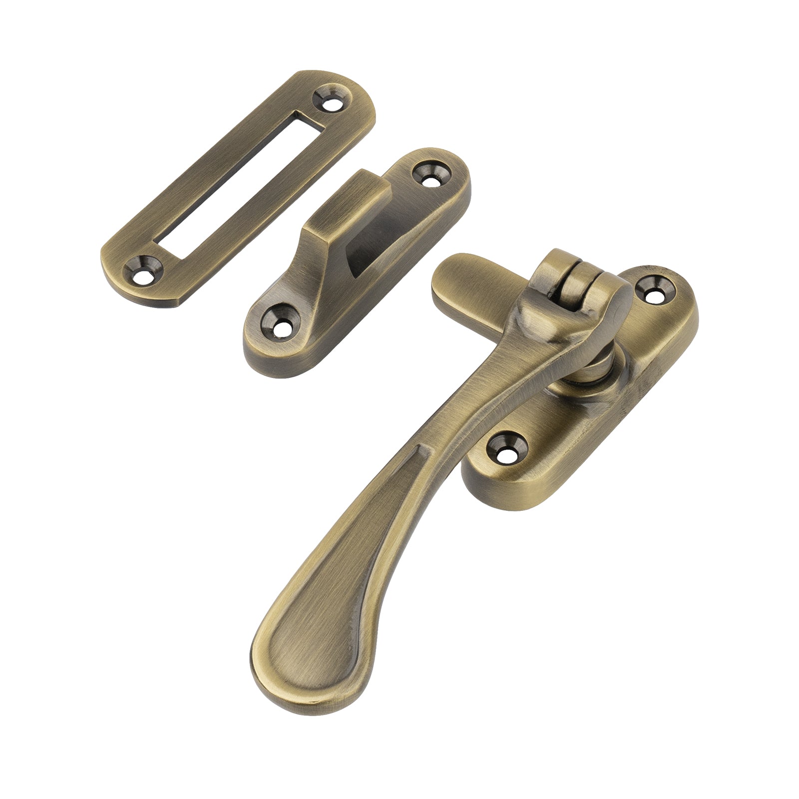 aged brass spoon end casement fastener SHOW