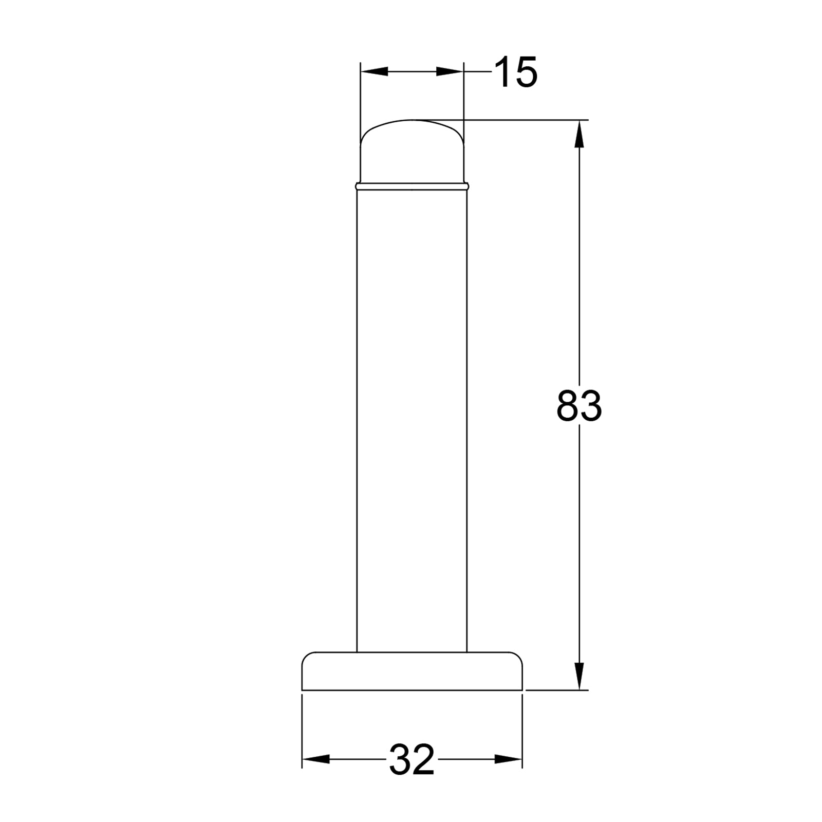 Dimension drawing for wall mounted door stops  SHOW