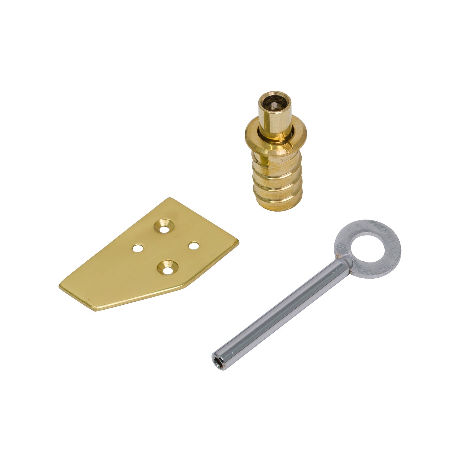 Key-Flush Sash Window Stop Polished Brass