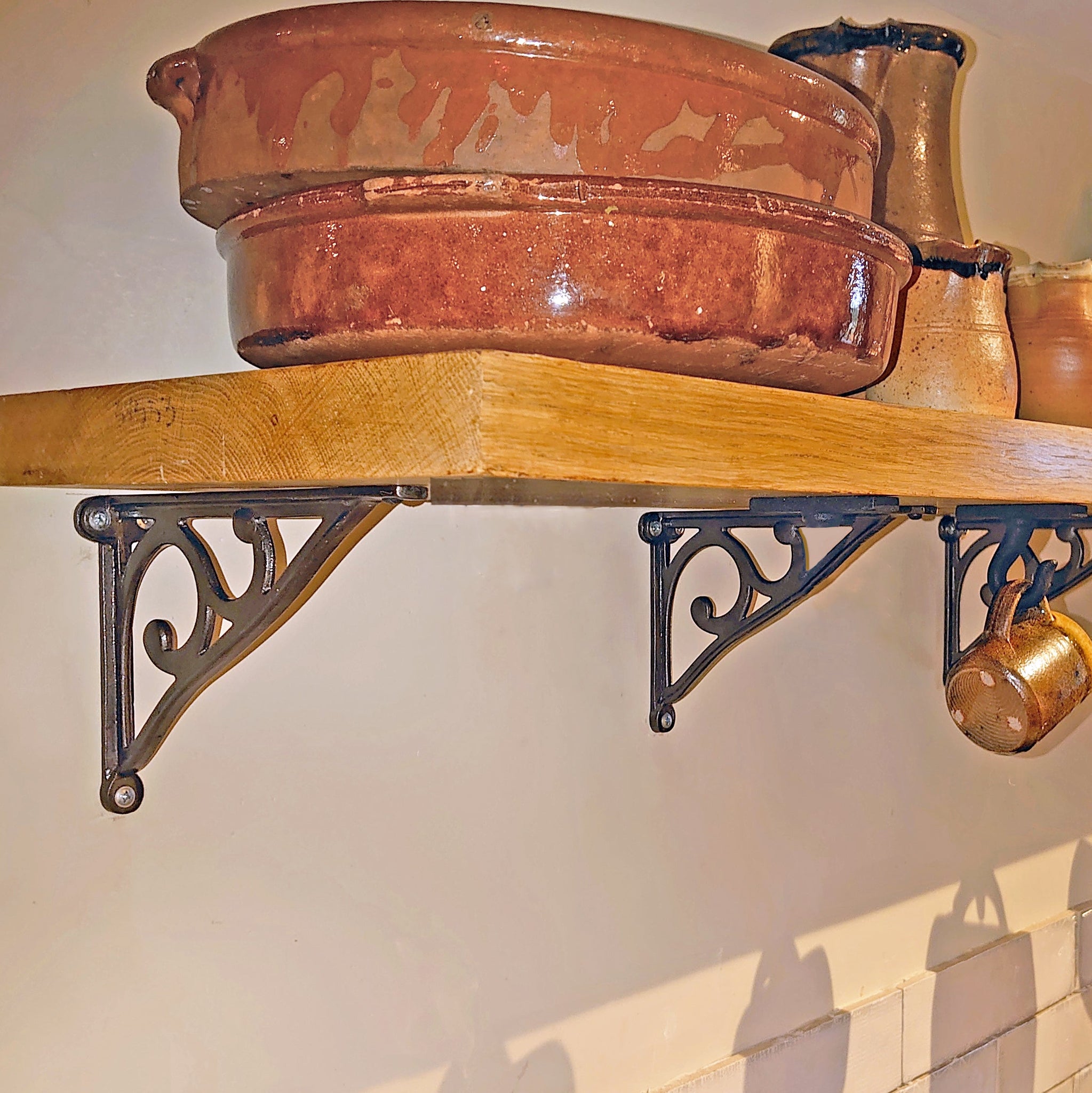 kitchen shelf with fine cast iron shelf brackets SHOW