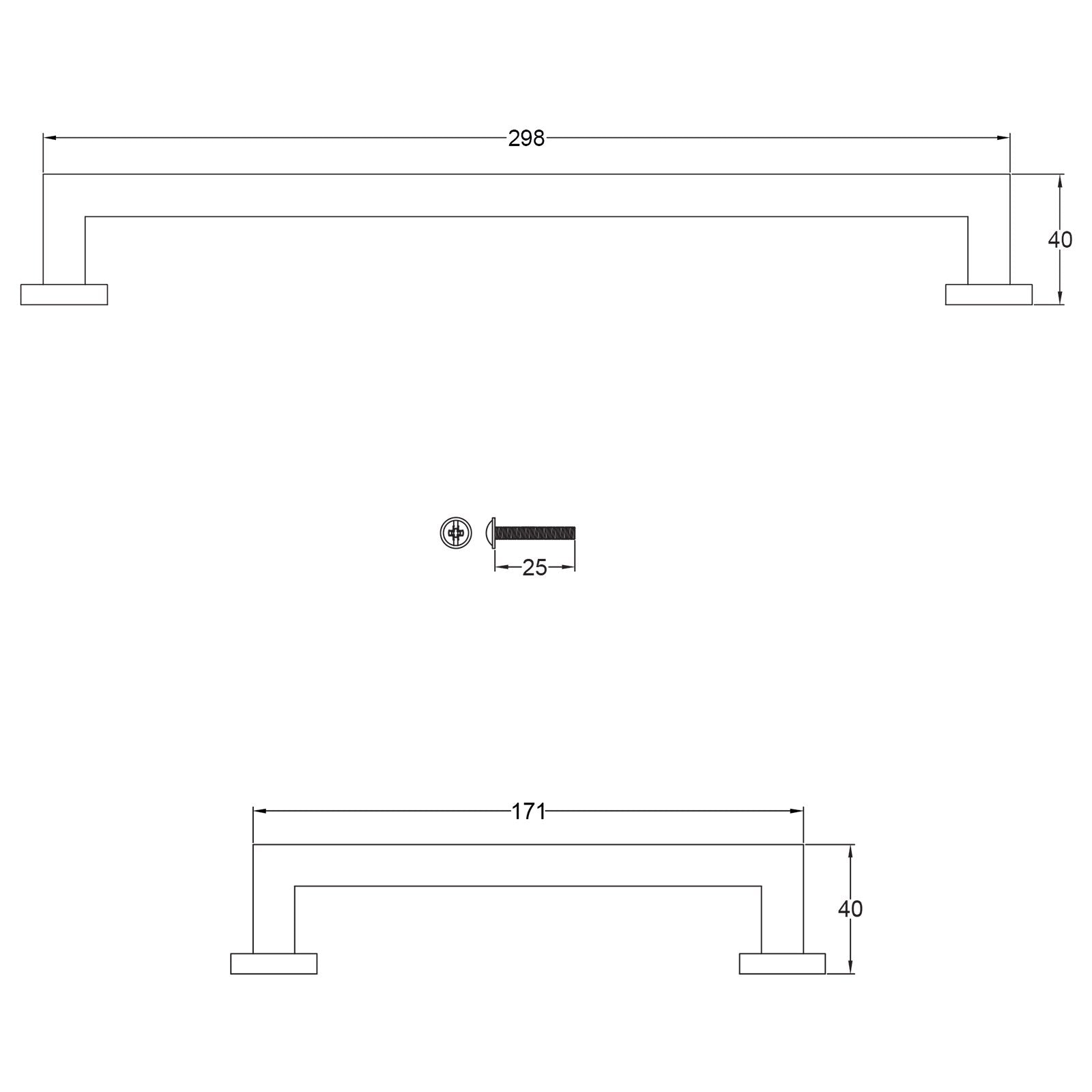 Fulford pull handles with armor-coat dimension drawing SHOW