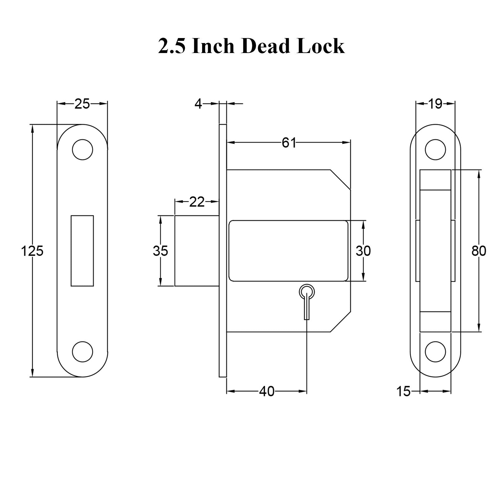 2.5 inch deadlock dimensions drawing SHOW