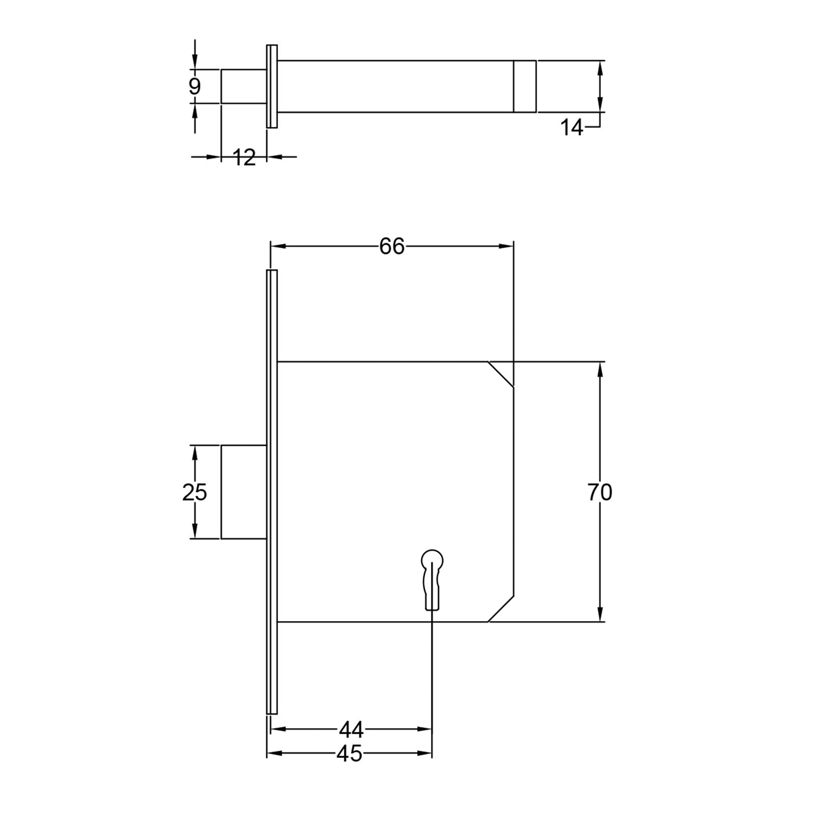 3 lever Deadlock dimension drawing SHOW