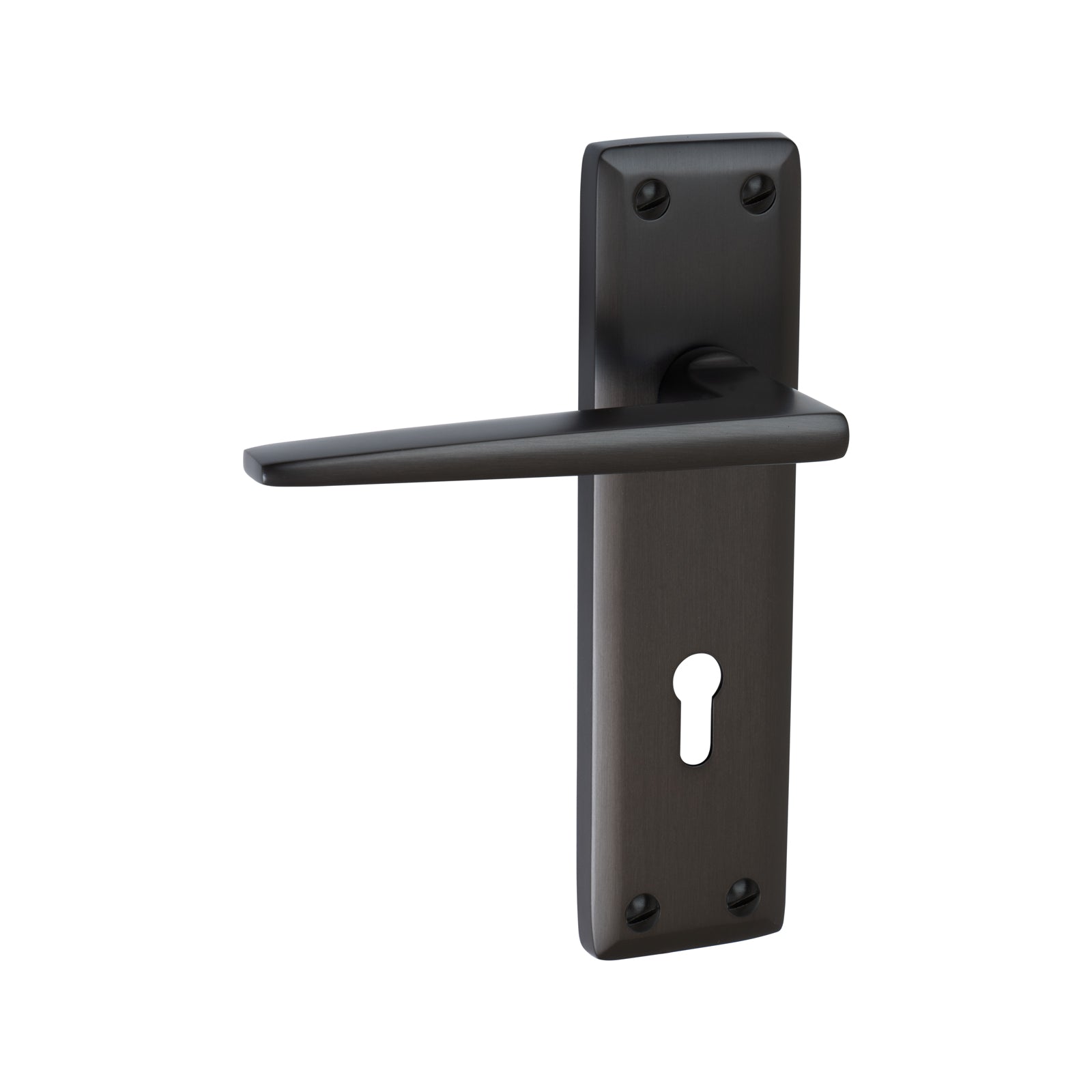 Kendal Door Handles On Plate Lock Handle in Matt Bronze