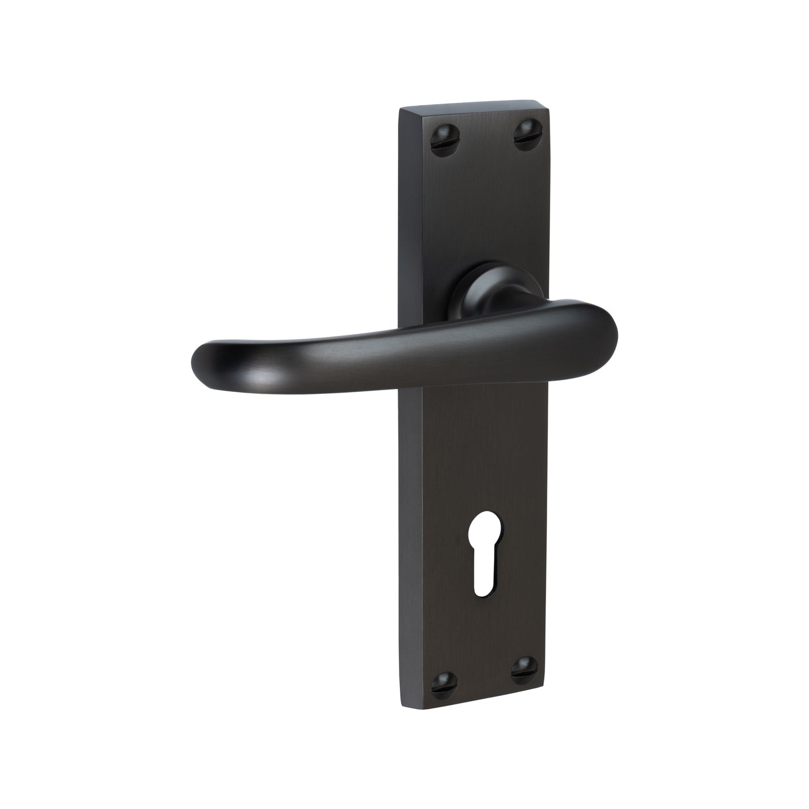 Windsor Door Handles On Plate Lock Handle in Matt Bronze