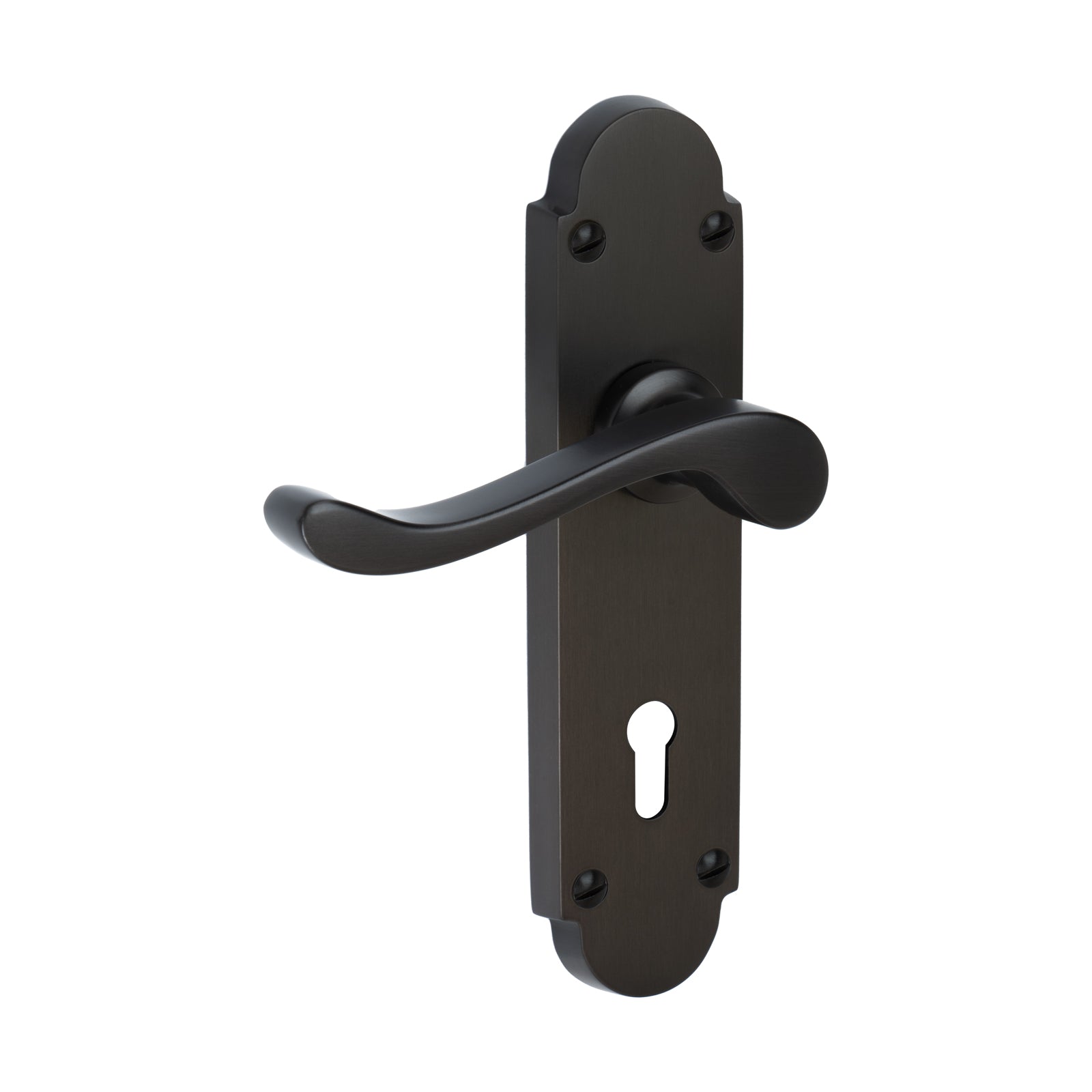 Savoy Door Handles On Plate Lock Handle in Matt Bronze