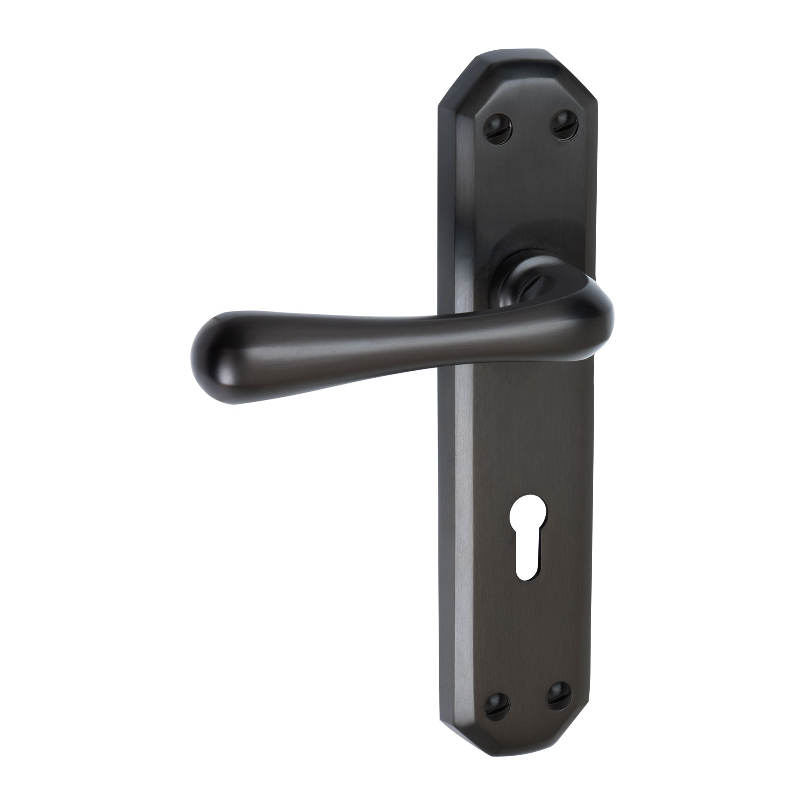 Charlbury Door Handles On Plate Lock Handle in Matt Bronze