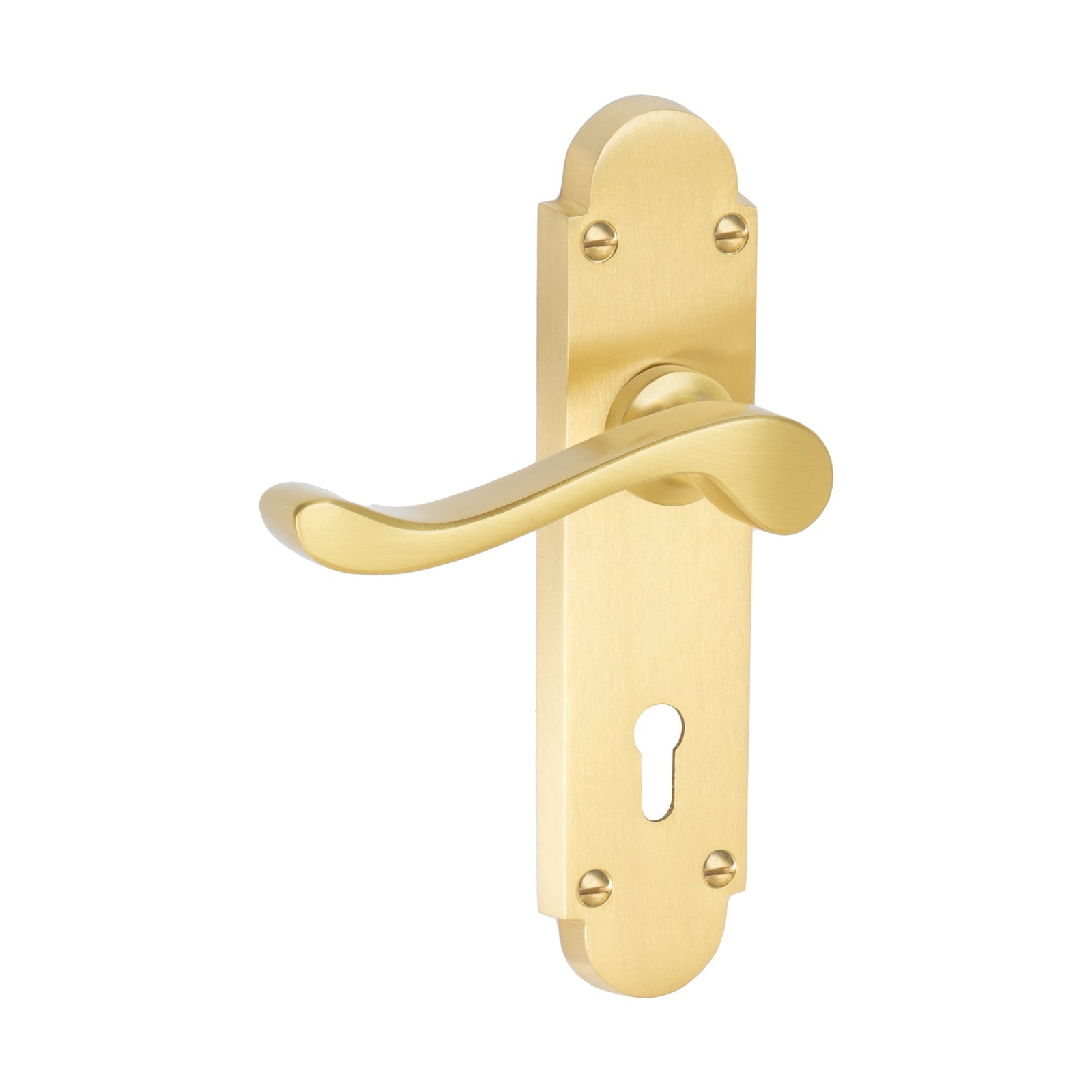 Savoy Door Handles On Plate Lock Handle in Satin Brass