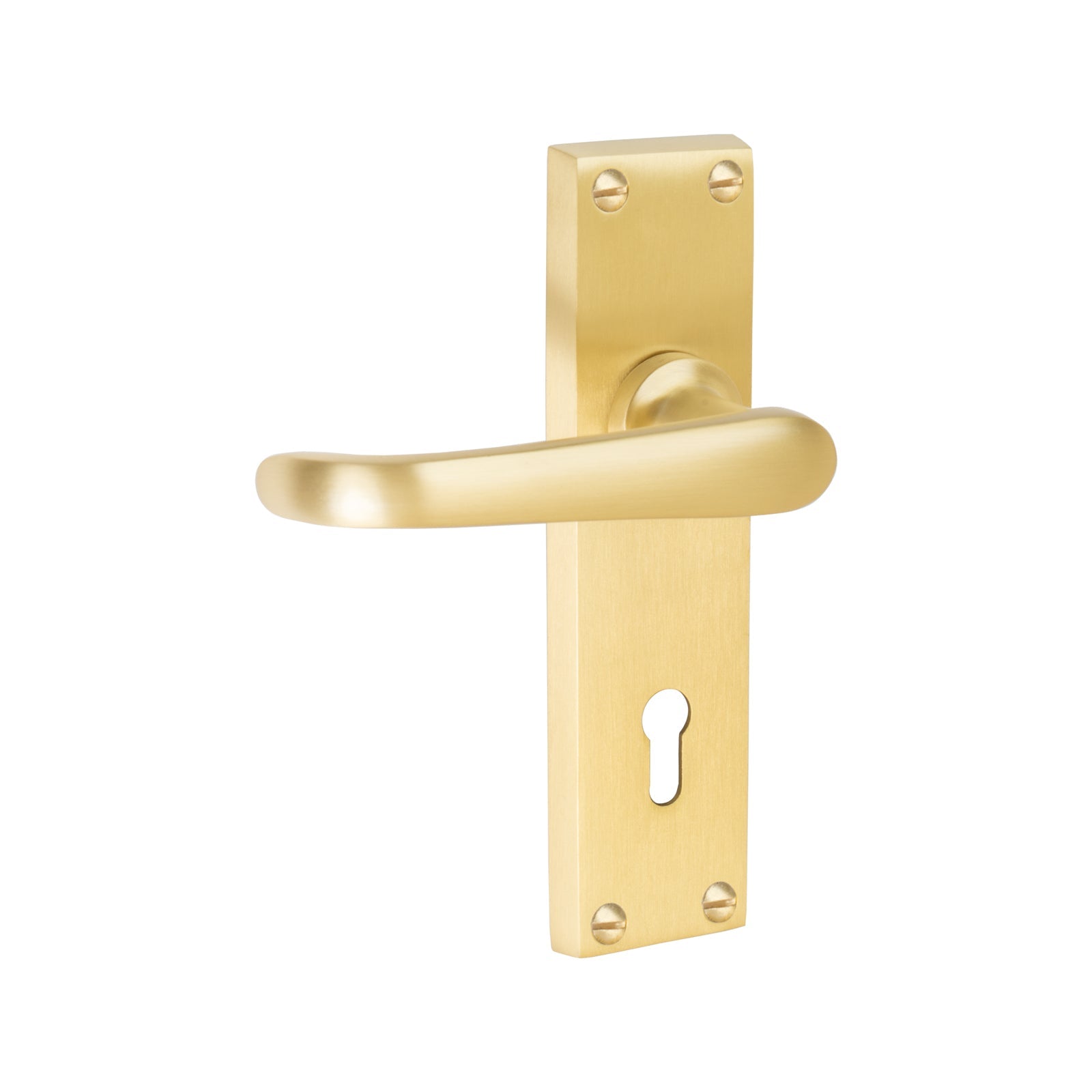 Windsor Door Handles On Plate Lock Handle in Satin Brass