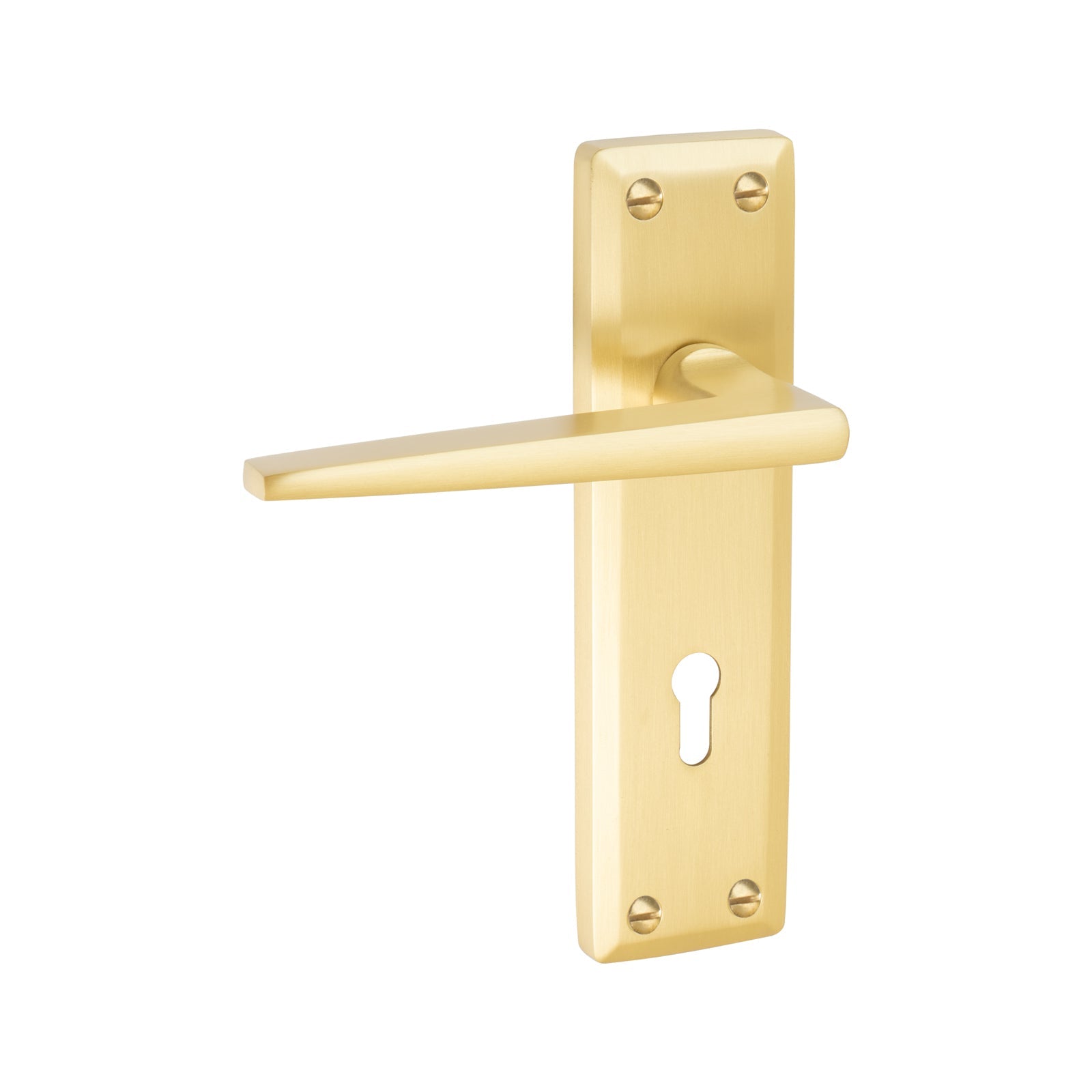 Kendal Door Handles On Plate Lock Handle in Satin Brass