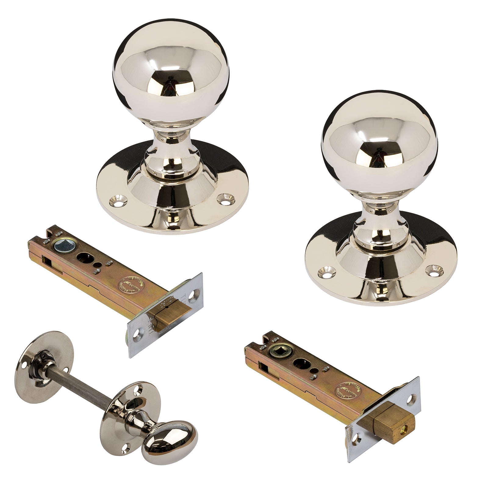 Round Nickel Door Knobs 4 inch Bathroom set