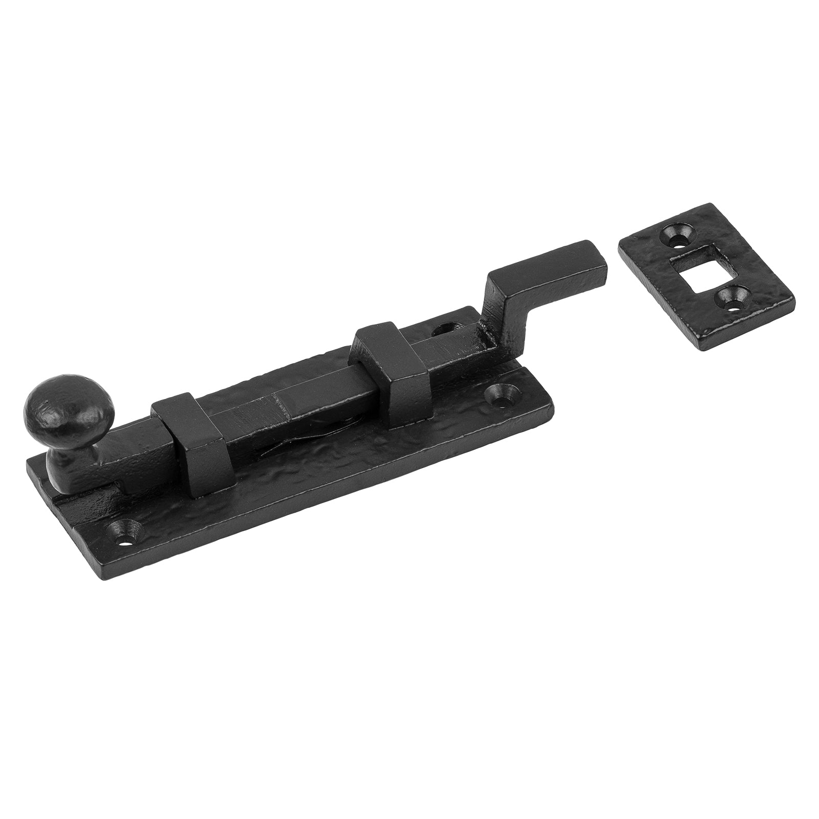 4" cranked Tudor Door Bolt | Black cast iron