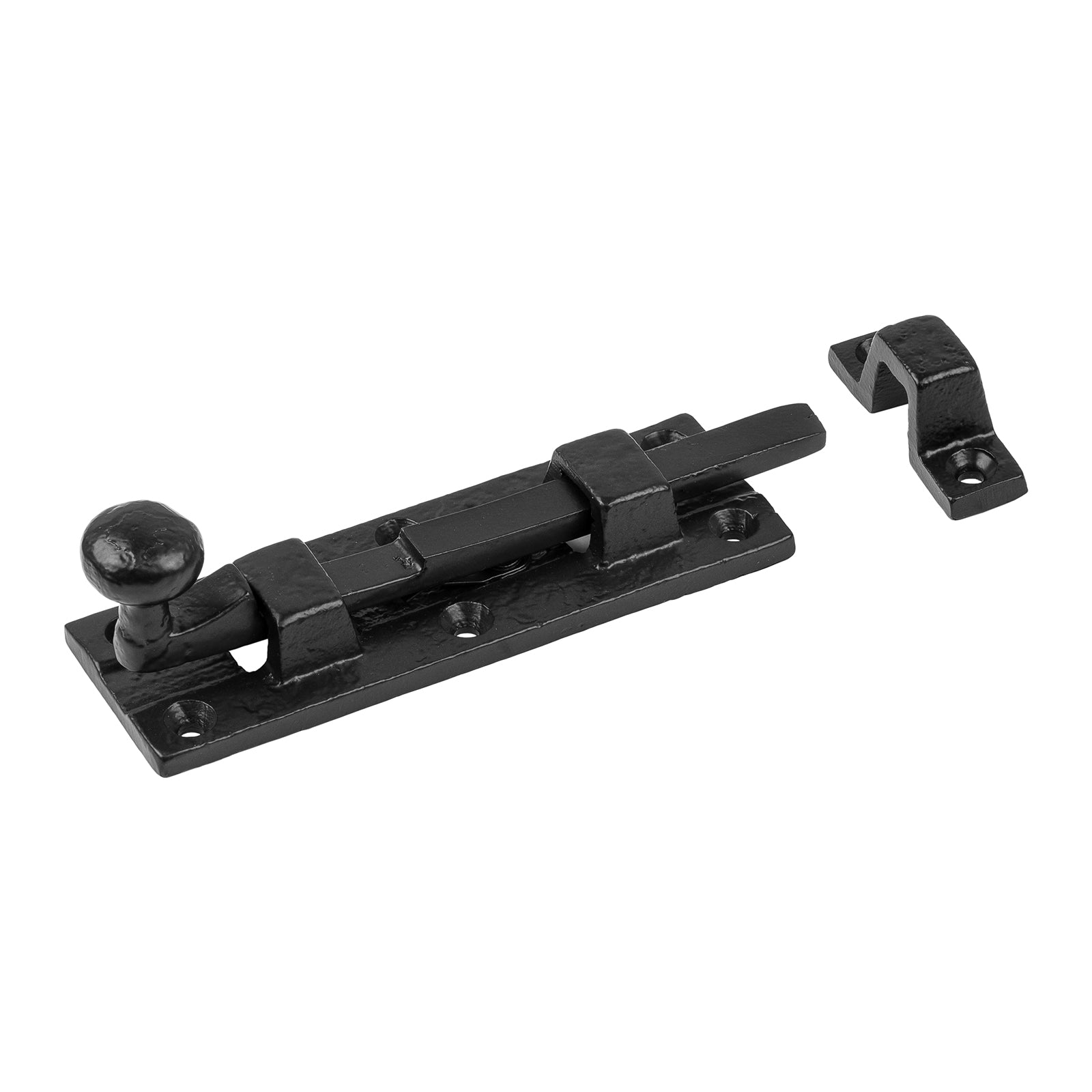 4" straight Tudor Door Bolt | Black Cast Iron