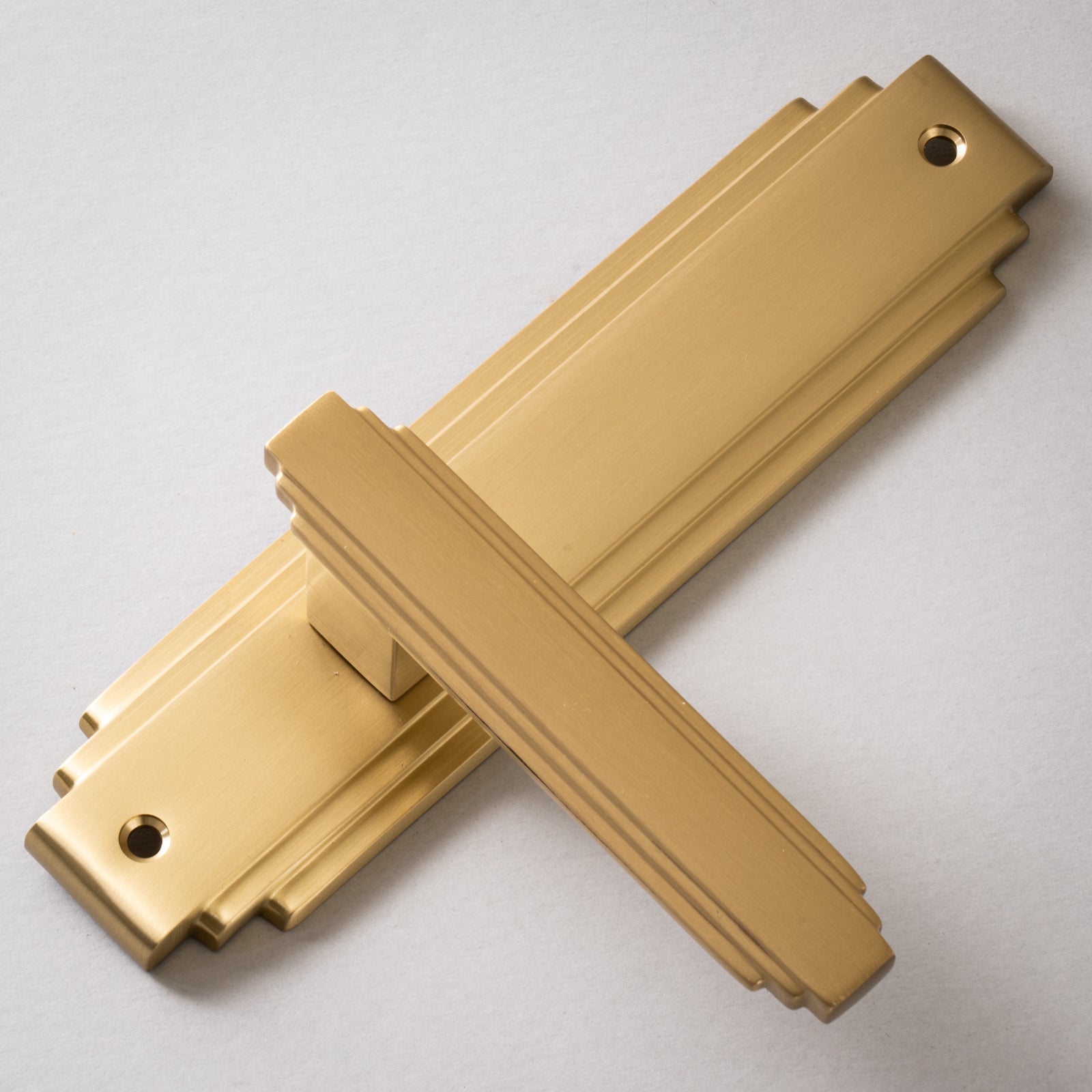 Astoria Door Handles On Plate Latch Handle in Satin Brass SHOW