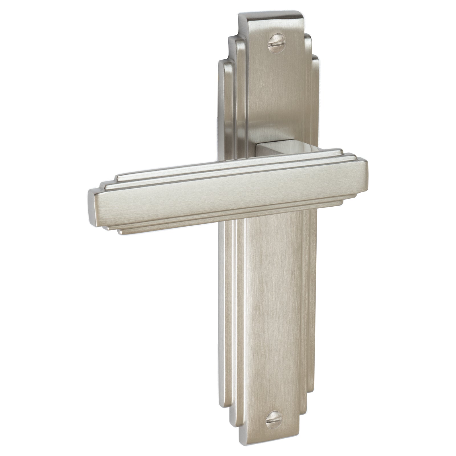 Astoria Door Handles On Plate Latch Handle in Satin Nickel SHOW