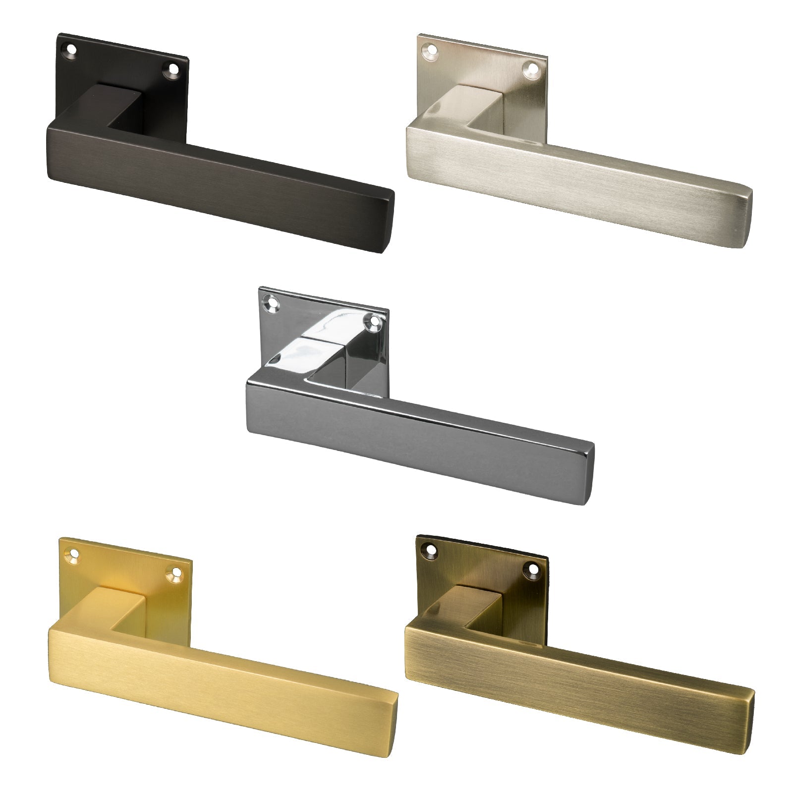 Delta square rose door handles - low profile with screw on plate