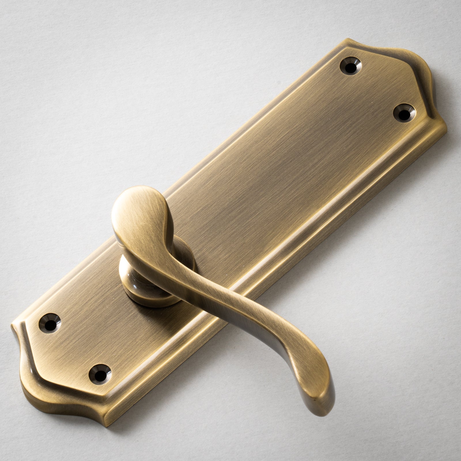 Buckingham Door Handles On Plate Latch Handle in Aged Brass SHOW