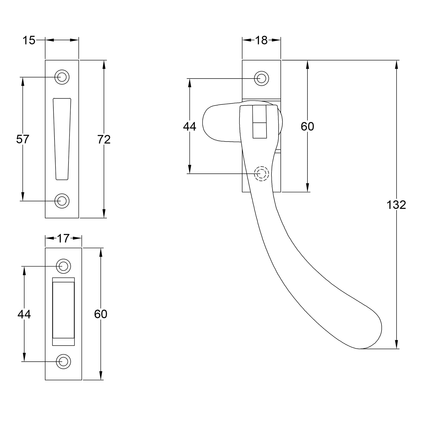 dimension drawing for ball end fastener SHOW