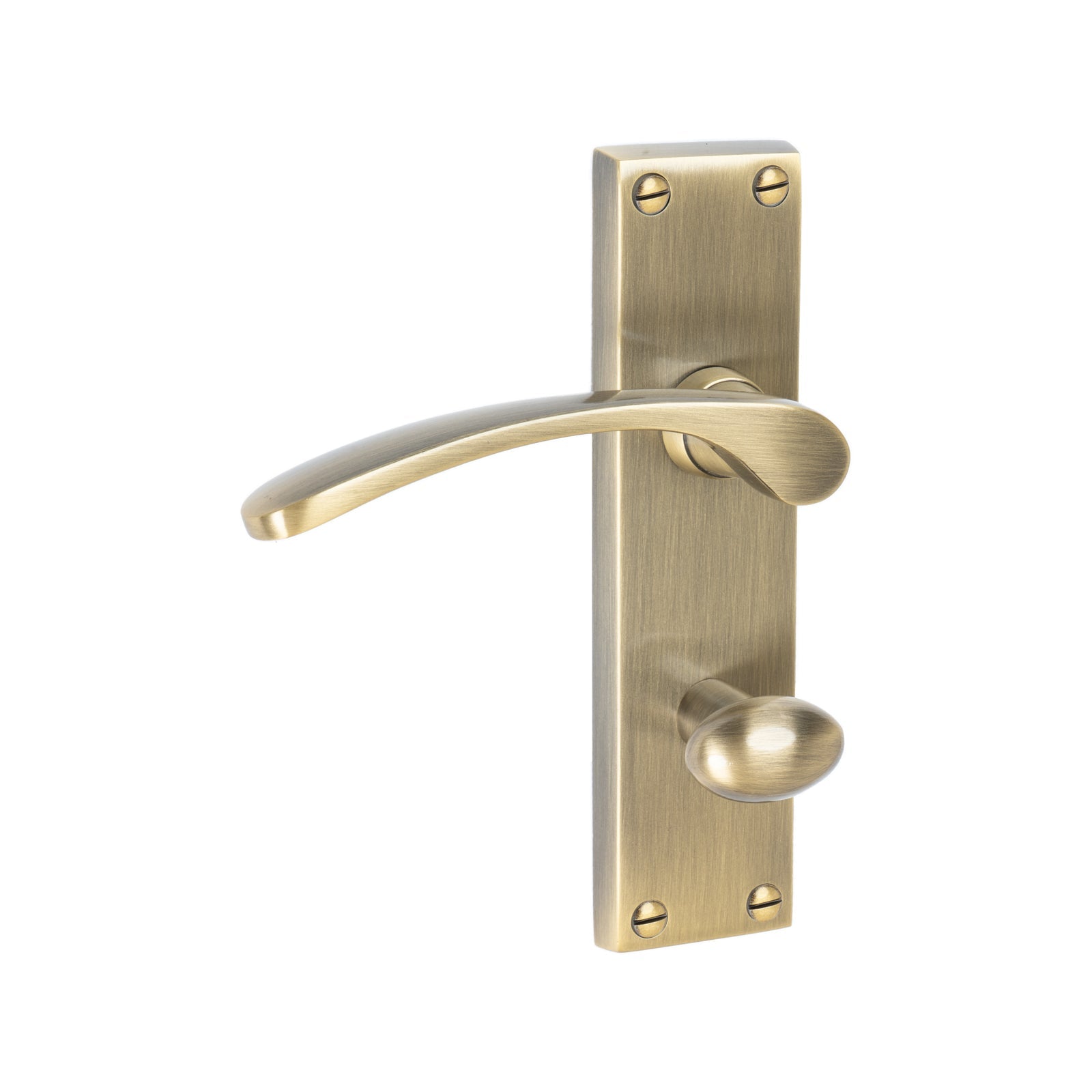 Sophia Door Handles On Plate Bathroom Handle in Aged Brass