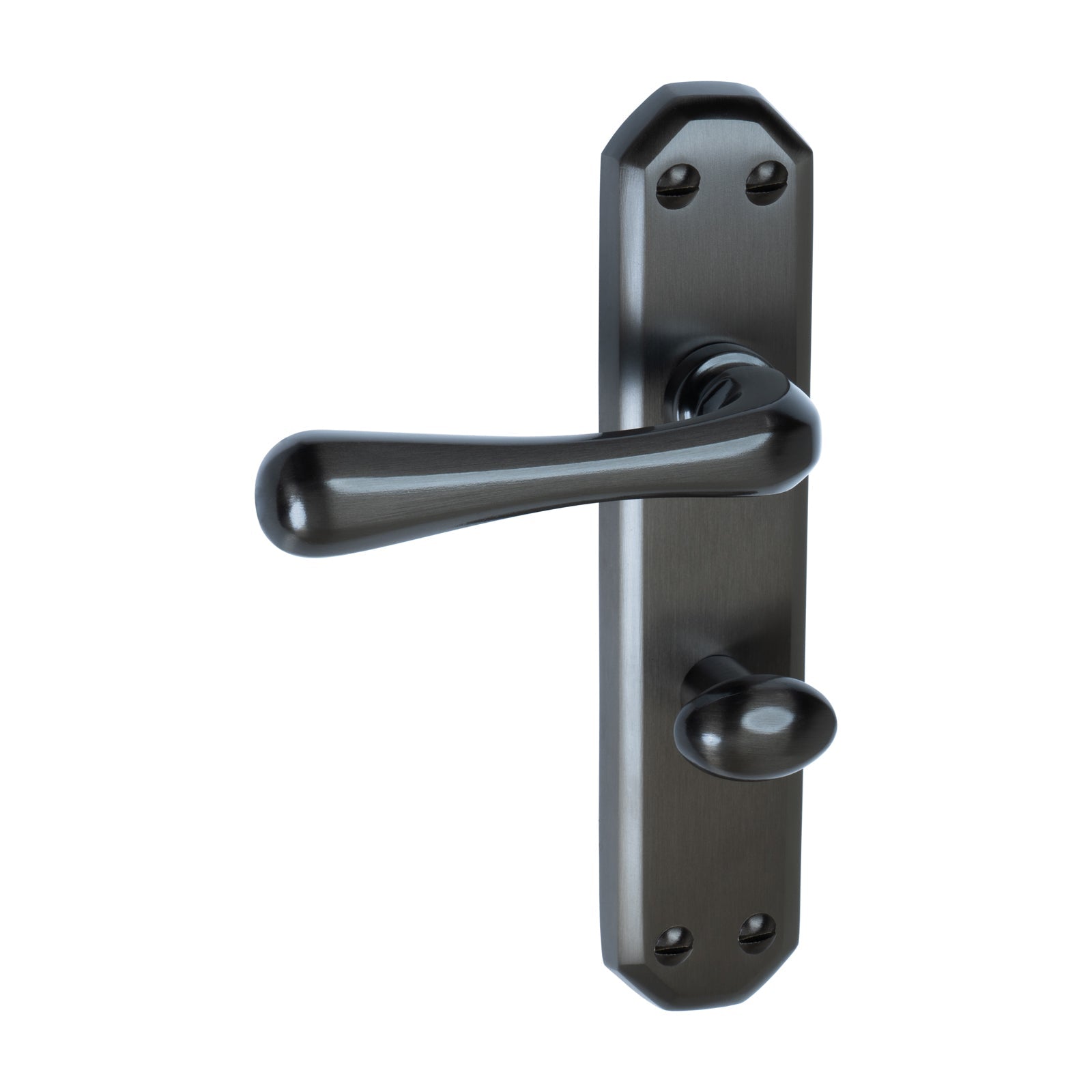 Charlbury Door Handles On Plate Bathroom Handle in Matt Bronze