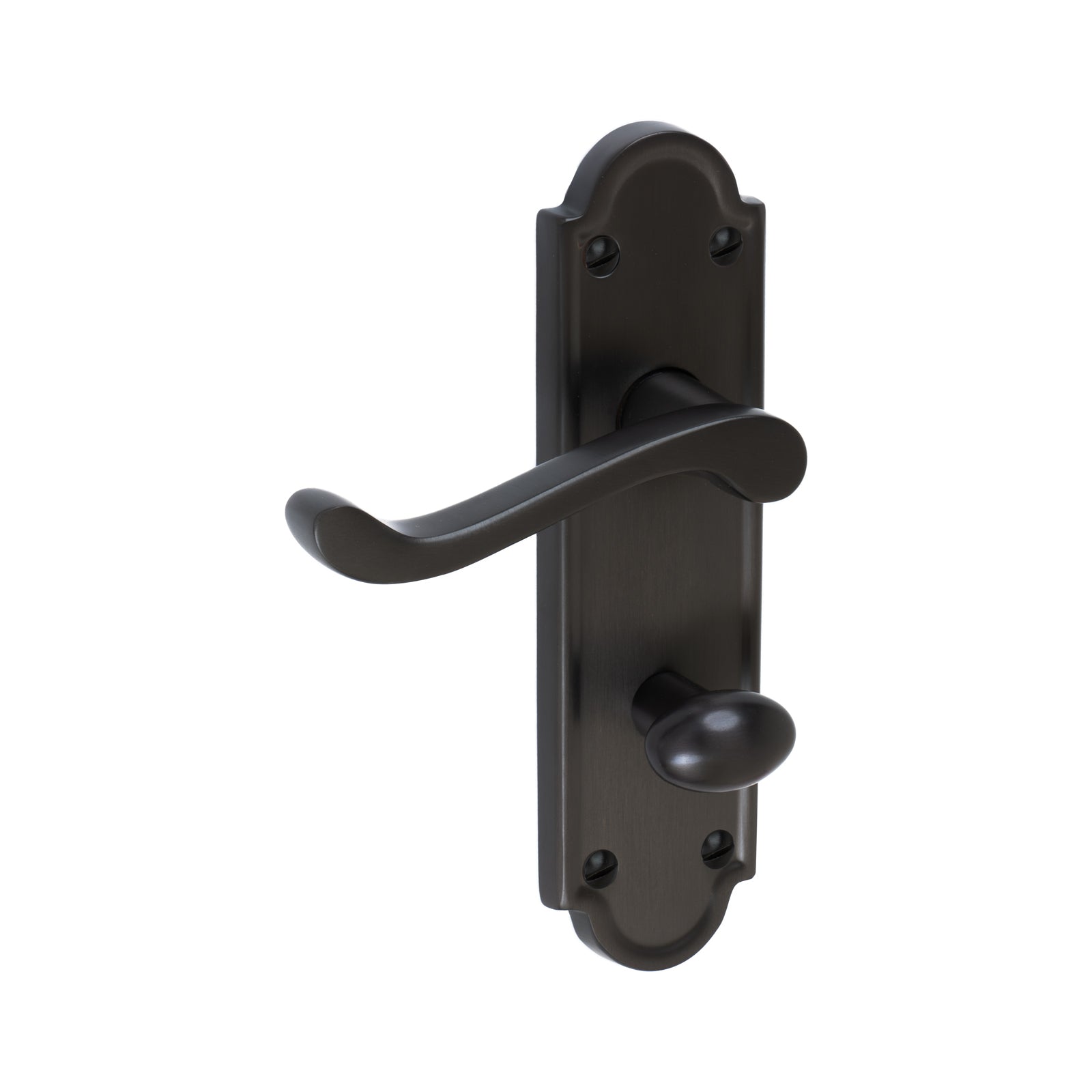 Meridian Door Handles On Plate Bathroom Handle in Matt Bronze