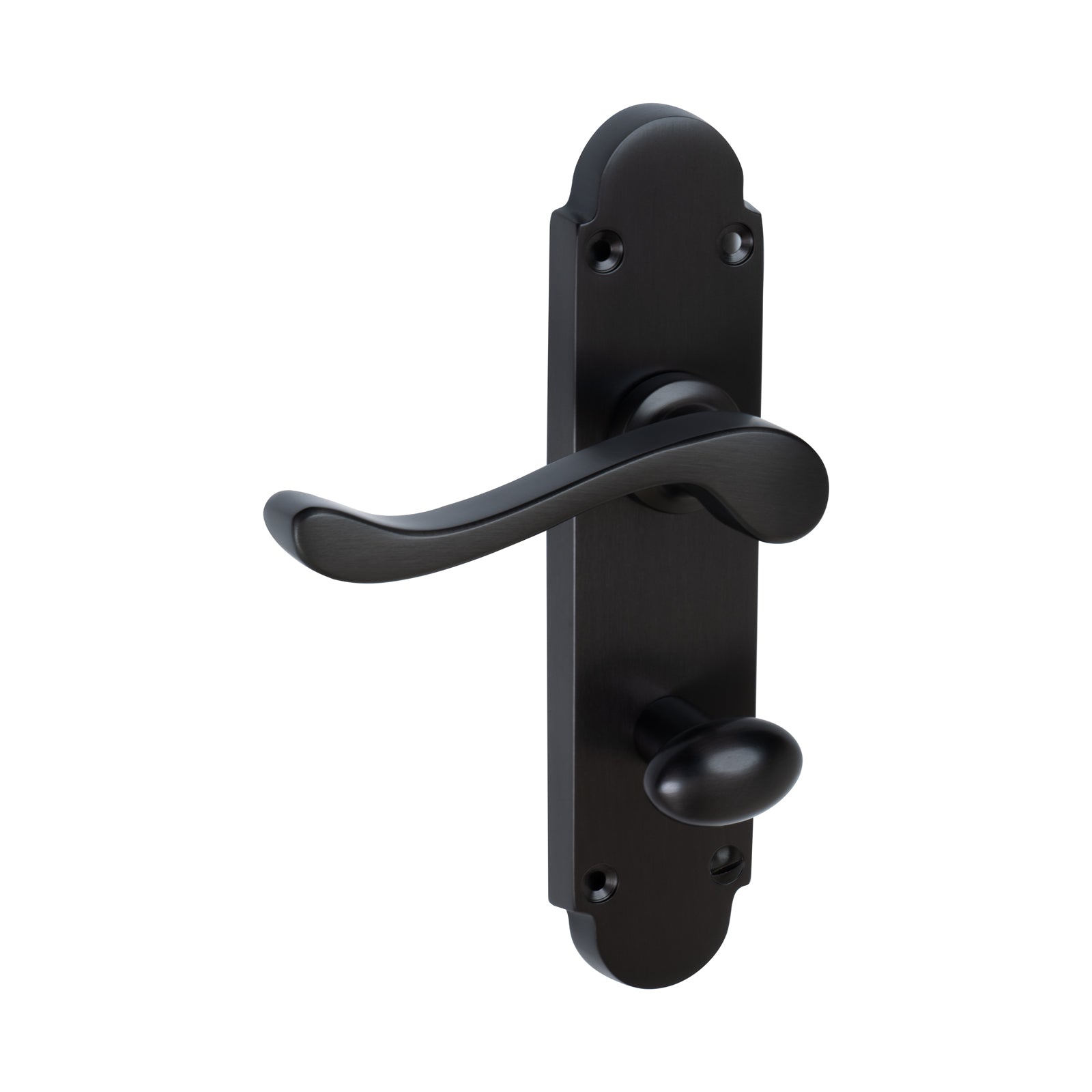 Savoy Door Handles On Plate Bathroom Handle in Matt Bronze