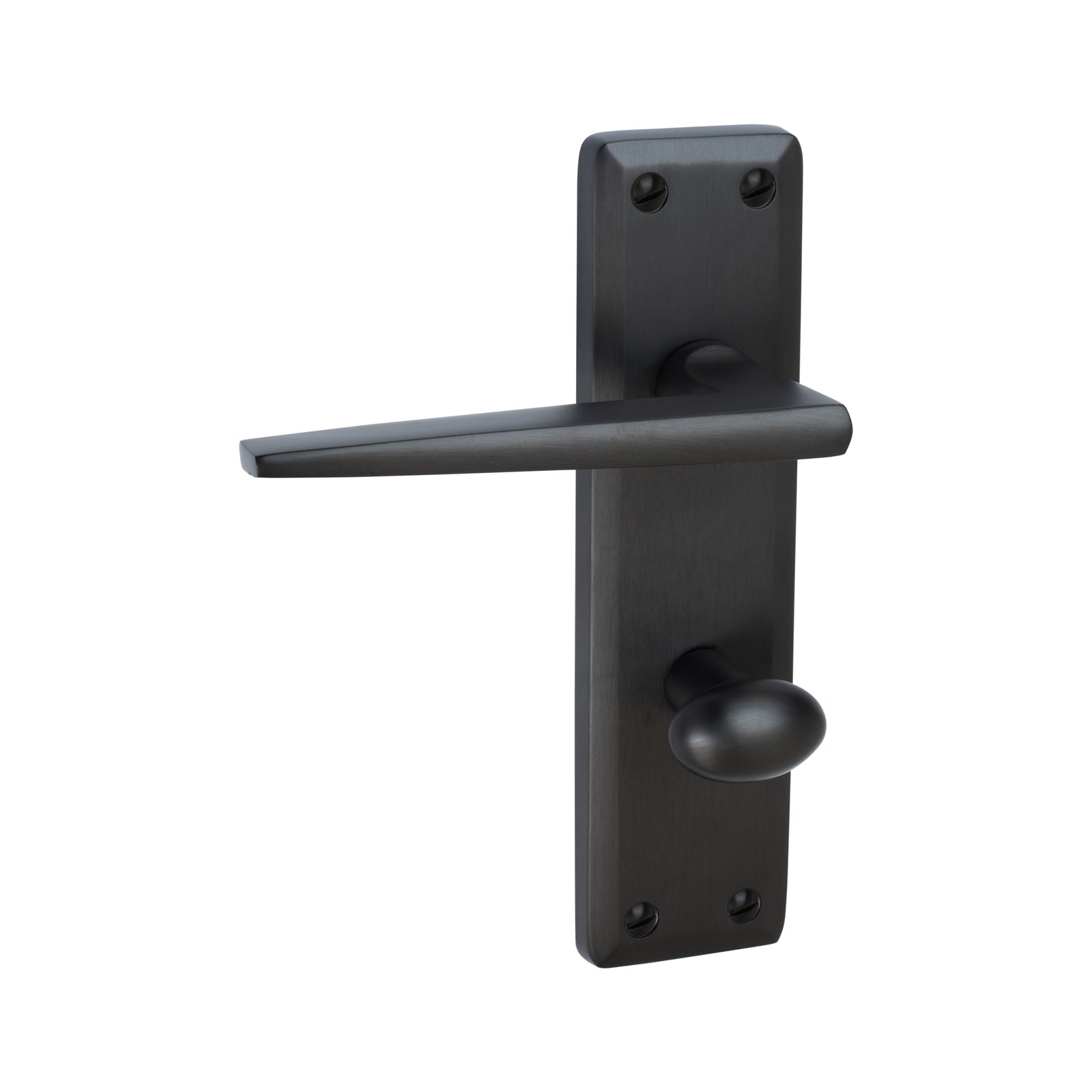 Kendal Door Handles On Plate Bathroom Handle in Matt Bronze