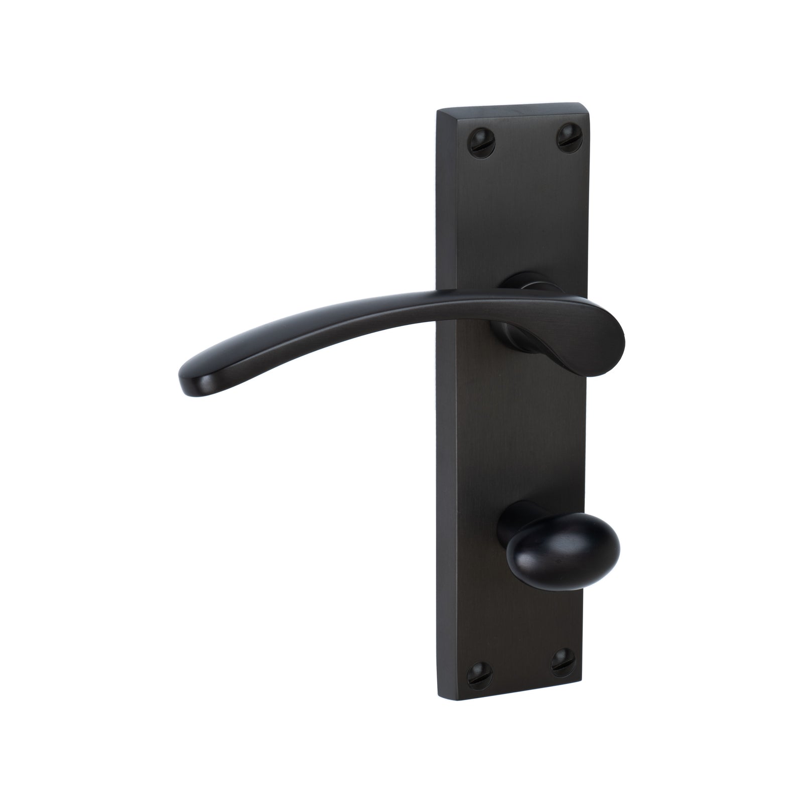 Sophia Door Handles On Plate Bathroom Handle in Matt Bronze