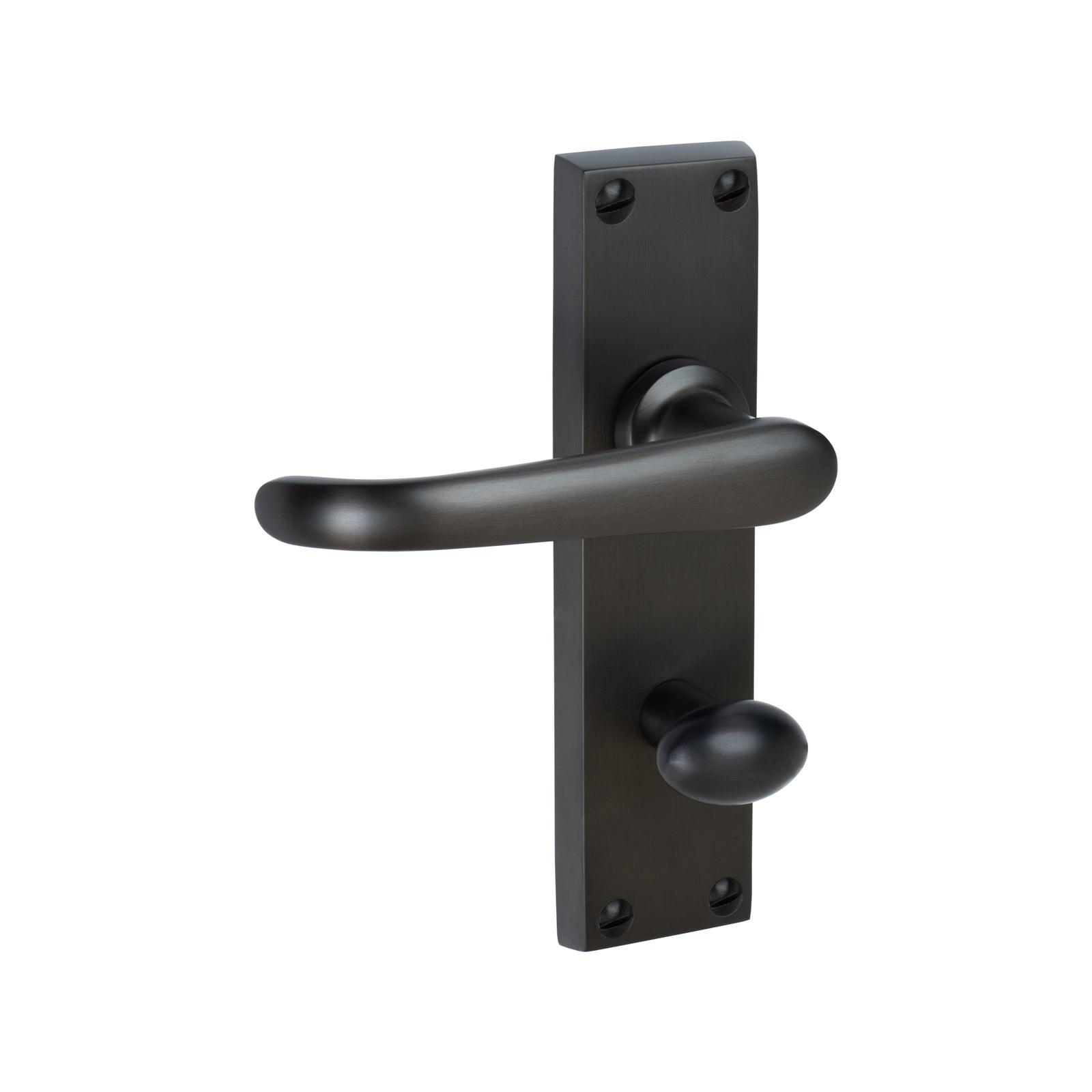 Windsor Door Handles On Plate Bathroom Handle in Matt Bronze