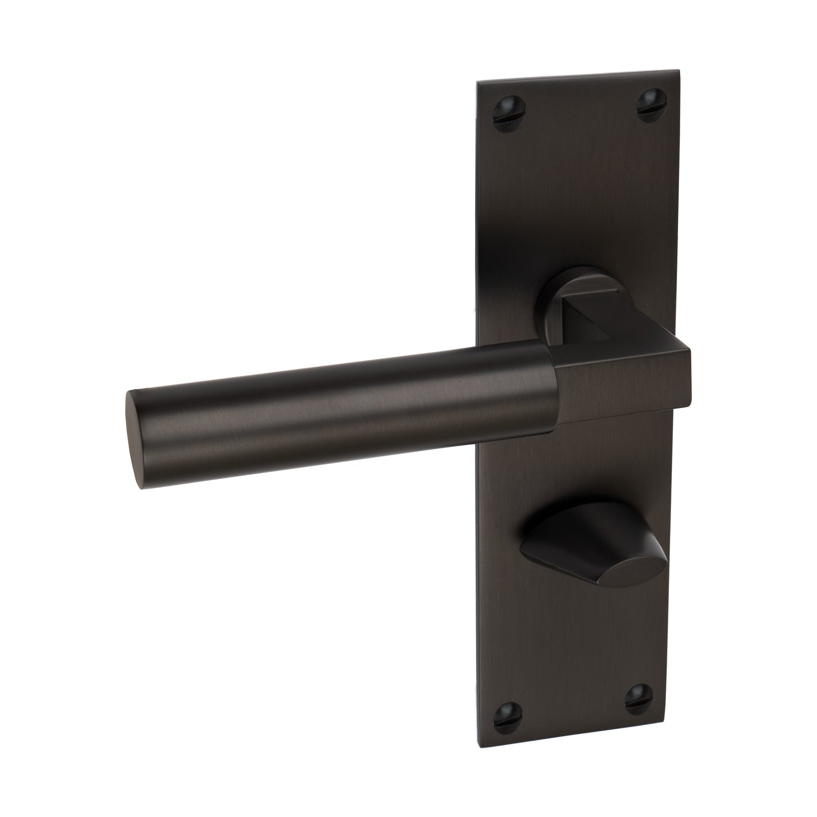 Bauhaus Door Handles On Plate Bathroom Handle in Matt Bronze