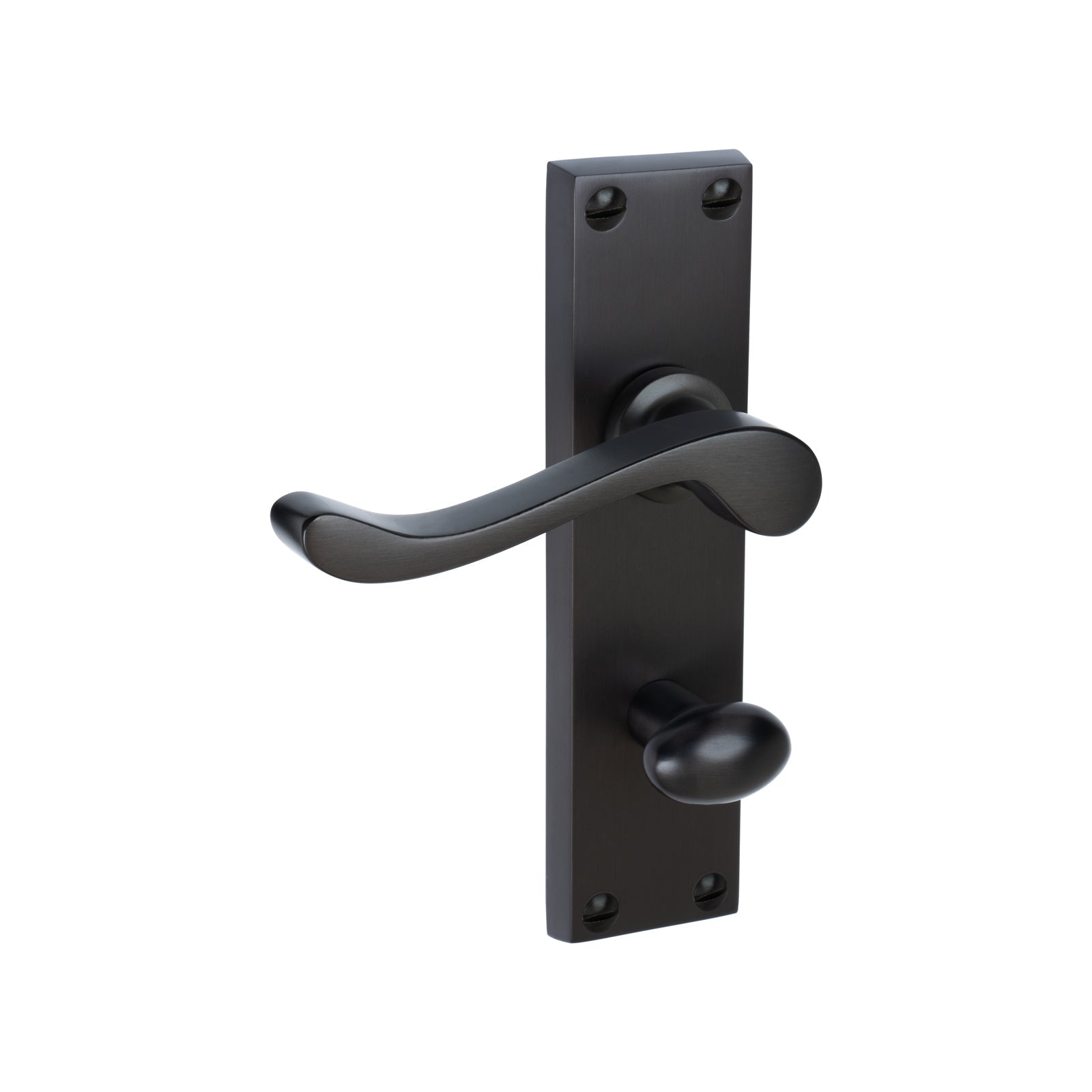 Bedford Door Handles On Plate Bathroom Handle in Matt Bronze