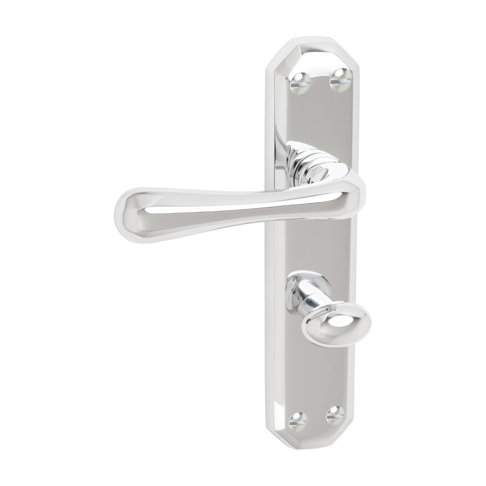 Charlbury Door Handles On Plate Latch Handle in Polished Chrome SHOW