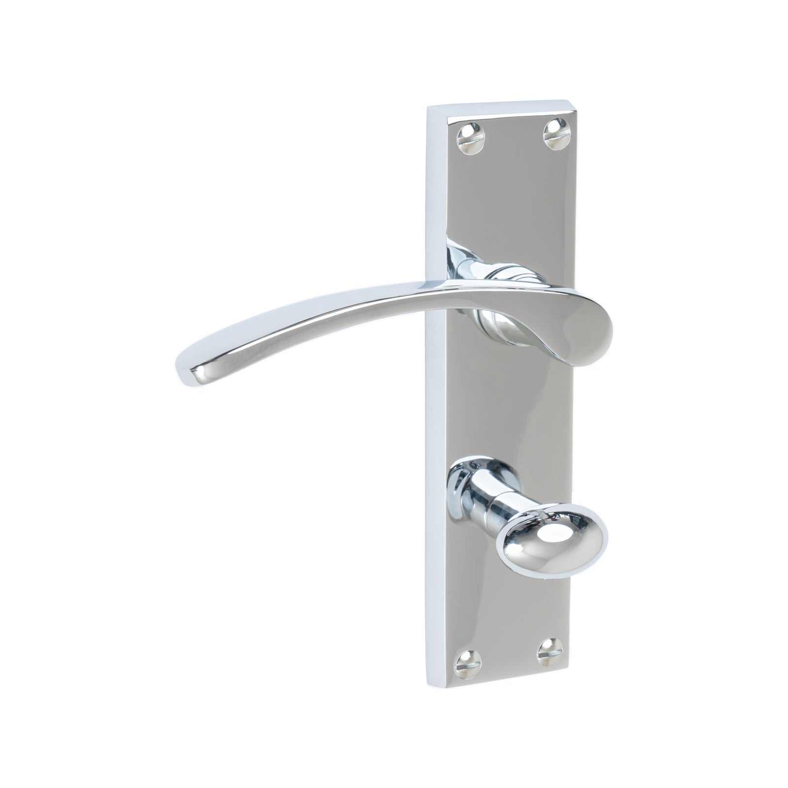 Sophia Door Handles On Plate Bathroom Handle in Polished Chrome