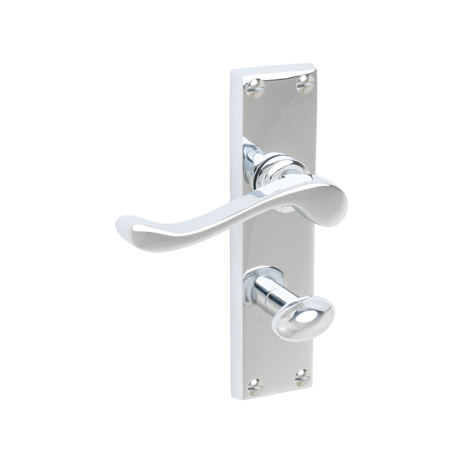 Bedford Door Handles On Plate Bathroom Handle in Polished Chrome