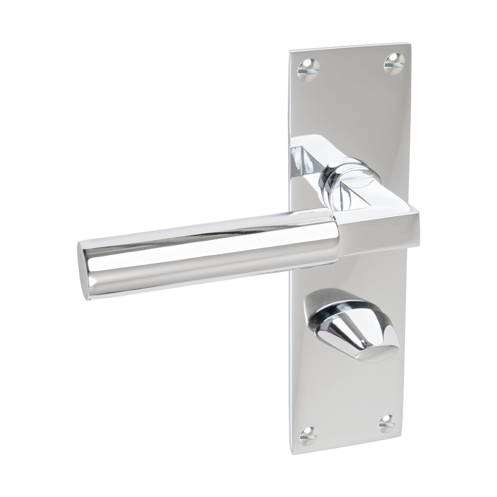 Bauhaus Door Handles On Plate Bathroom Handle in Polished Chrome