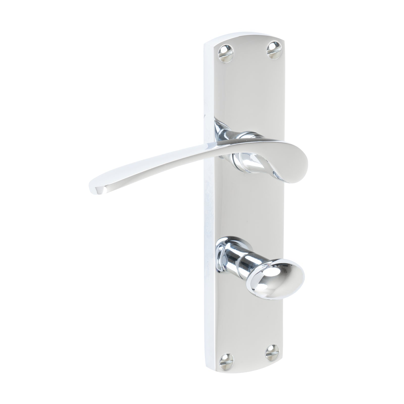 Diplomat Door Handles On Plate Bathroom Handle in Polished Chrome