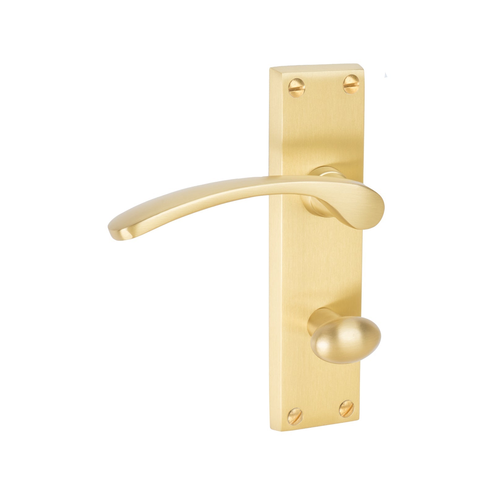 Sophia Door Handles On Plate Bathroom Handle in Satin Brass