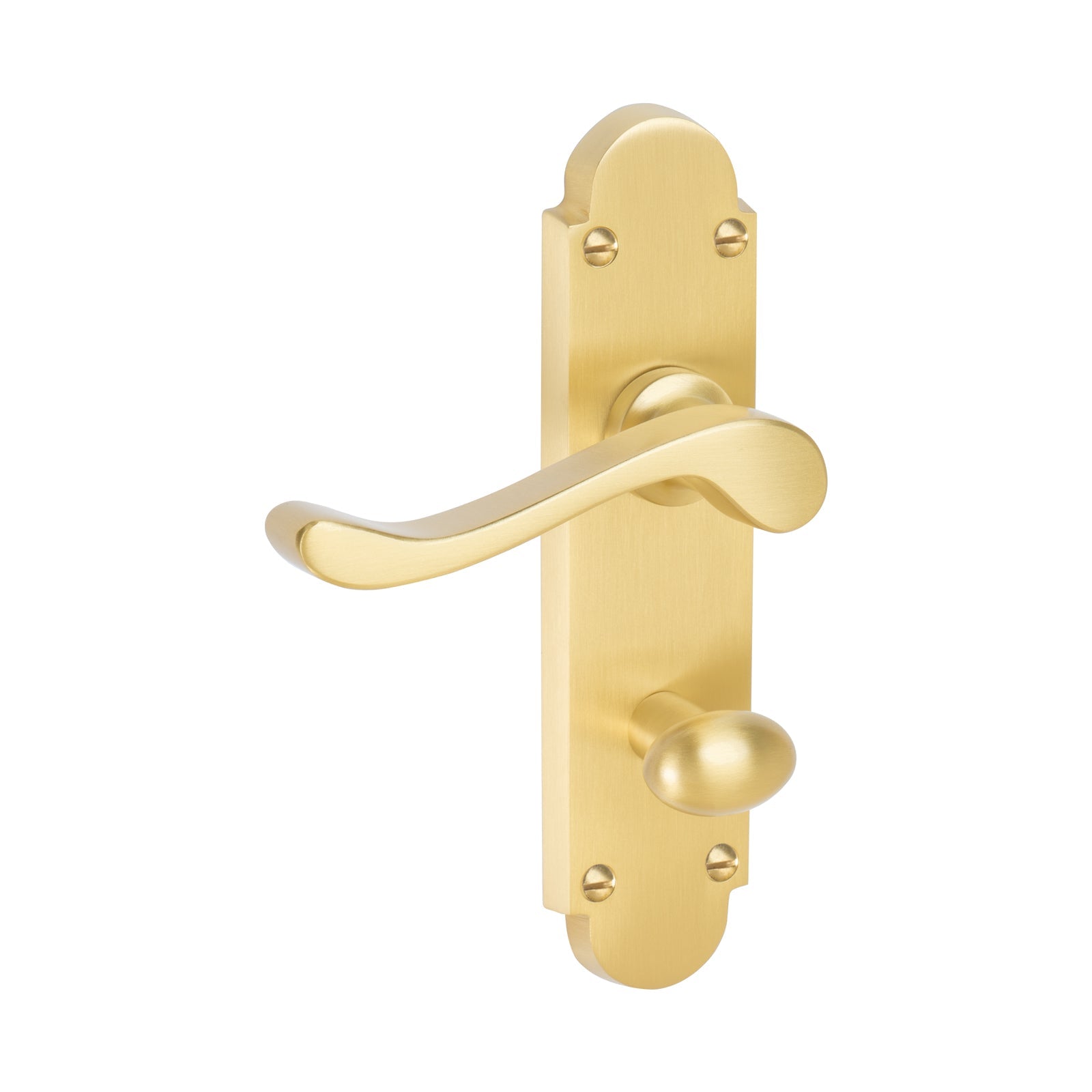 Savoy Door Handles On Plate Bathroom Handle in Satin Brass