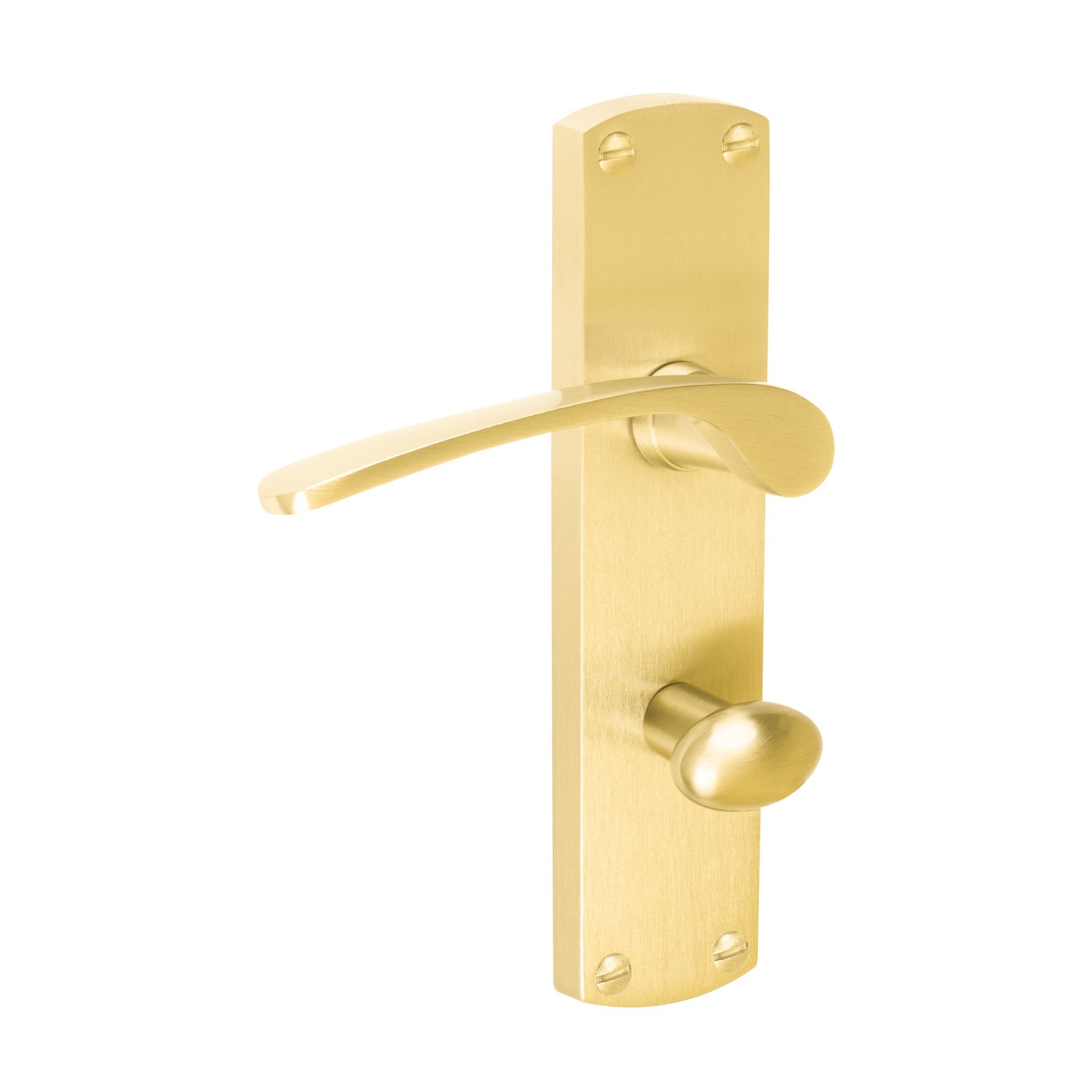 Diplomat Door Handles On Plate Bathroom Handle in Satin Brass