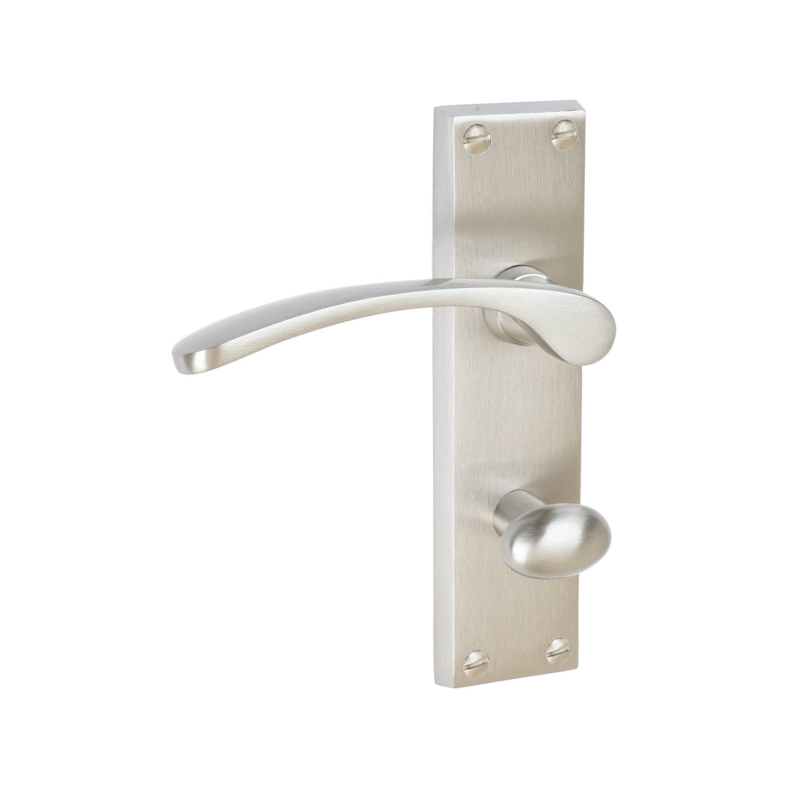 Sophia Door Handles On Plate Bathroom Handle in Satin Nickel