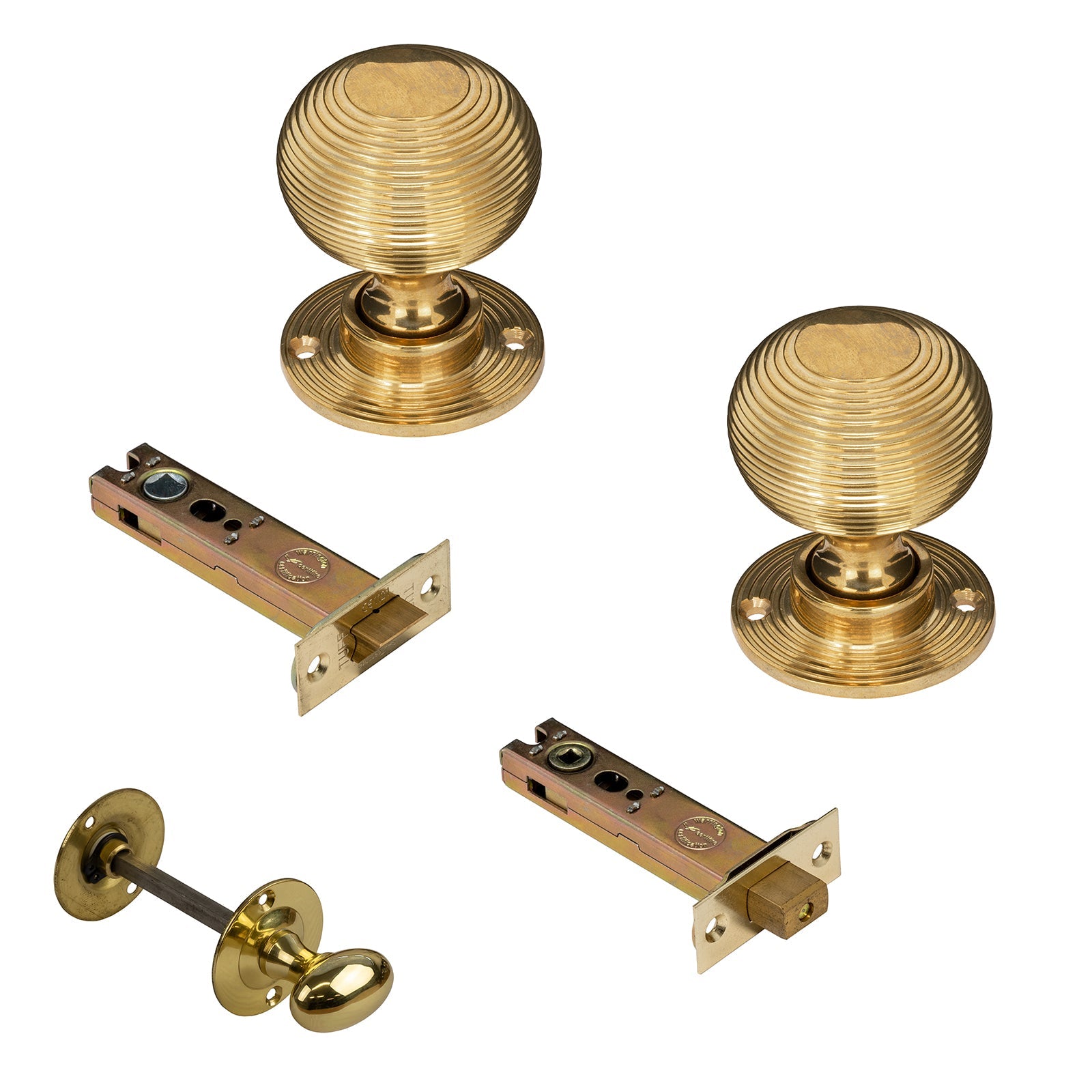 Oval Brass Door Knobs 4 inch Bathroom Set