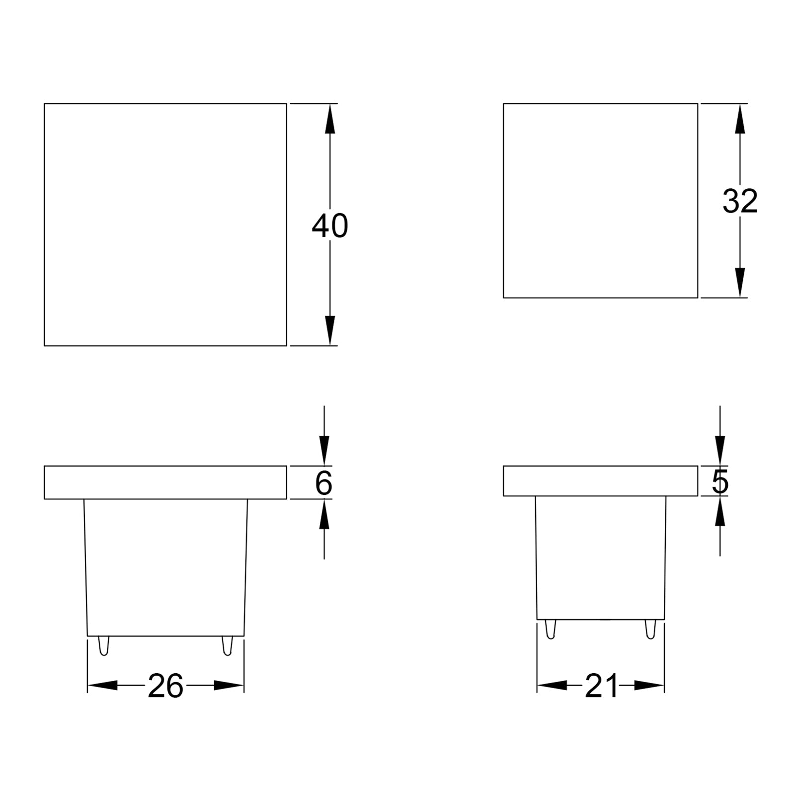 Square Cabinet Knobs dimension drawing SHOW