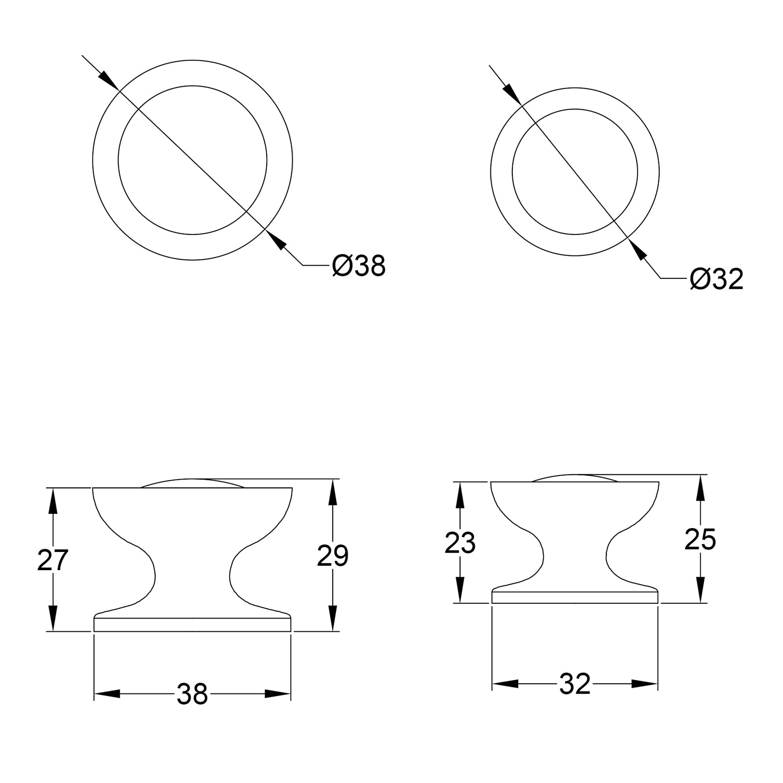 Surrey Cabinet Knobs dimension drawing SHOW