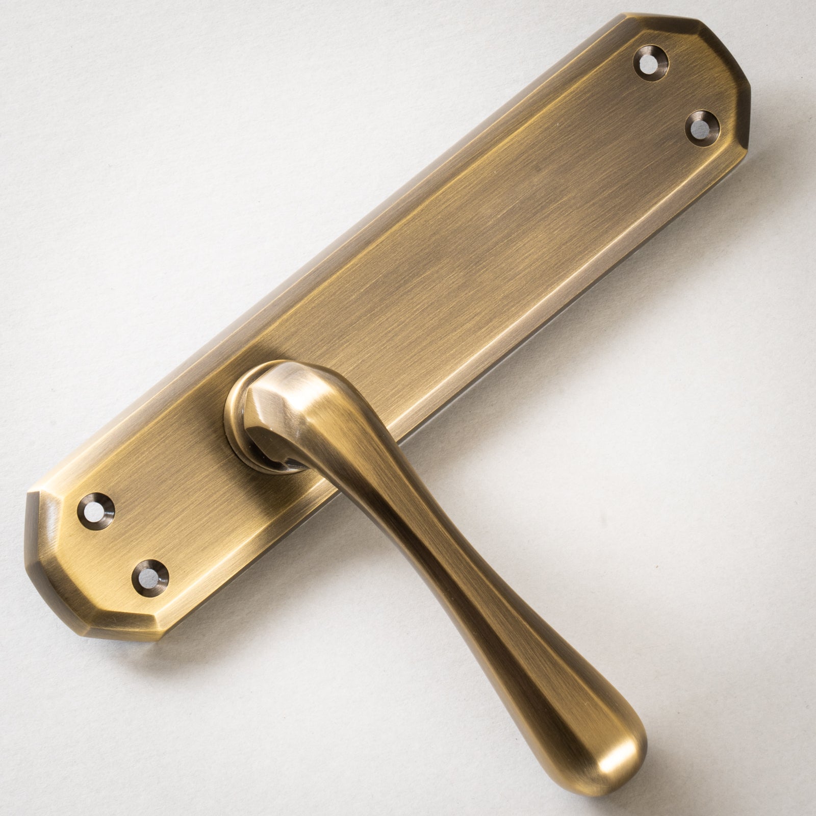 Charlbury Door Handles On Plate Latch Handle in Aged Brass SHOW