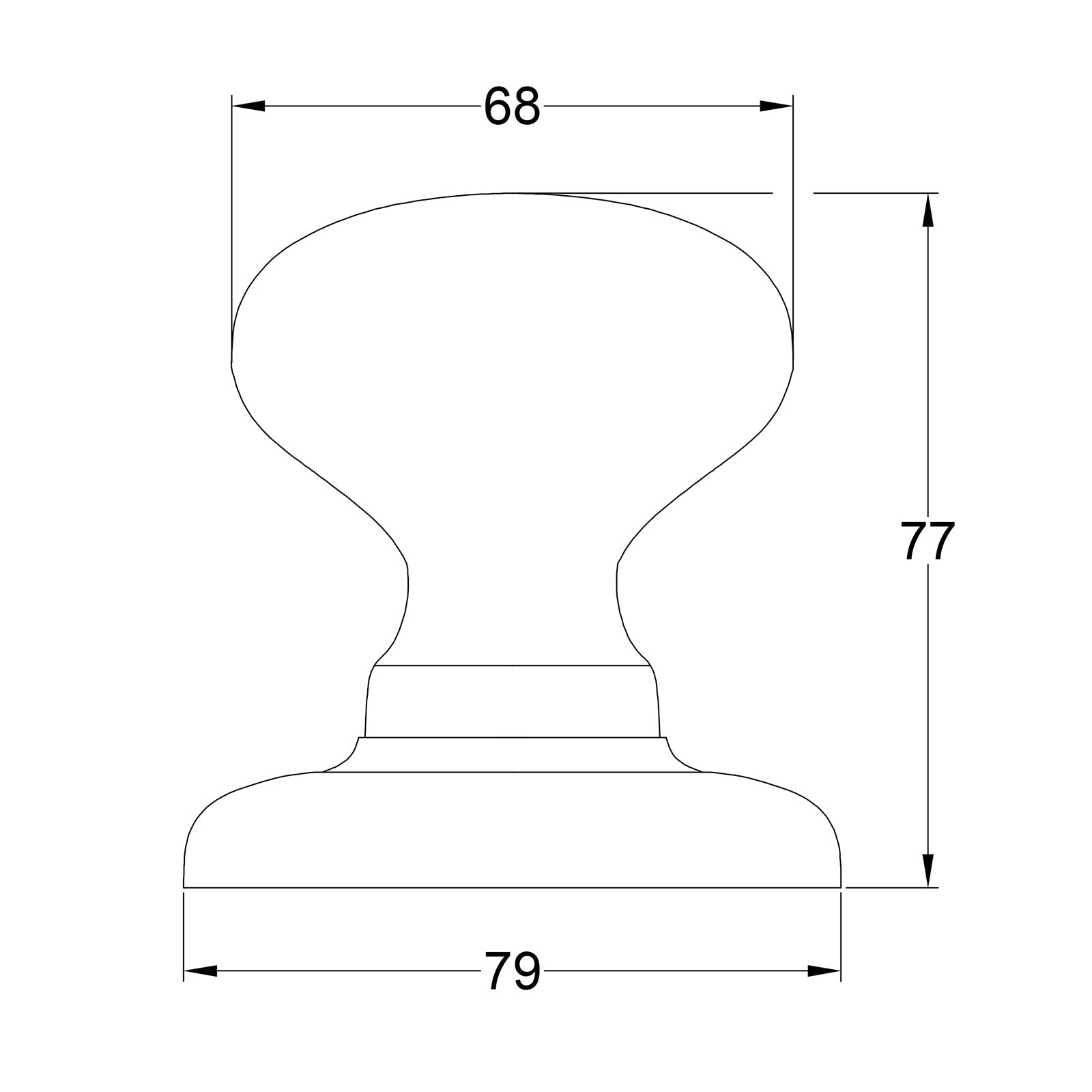 round centre door knob dimension drawing SHOW