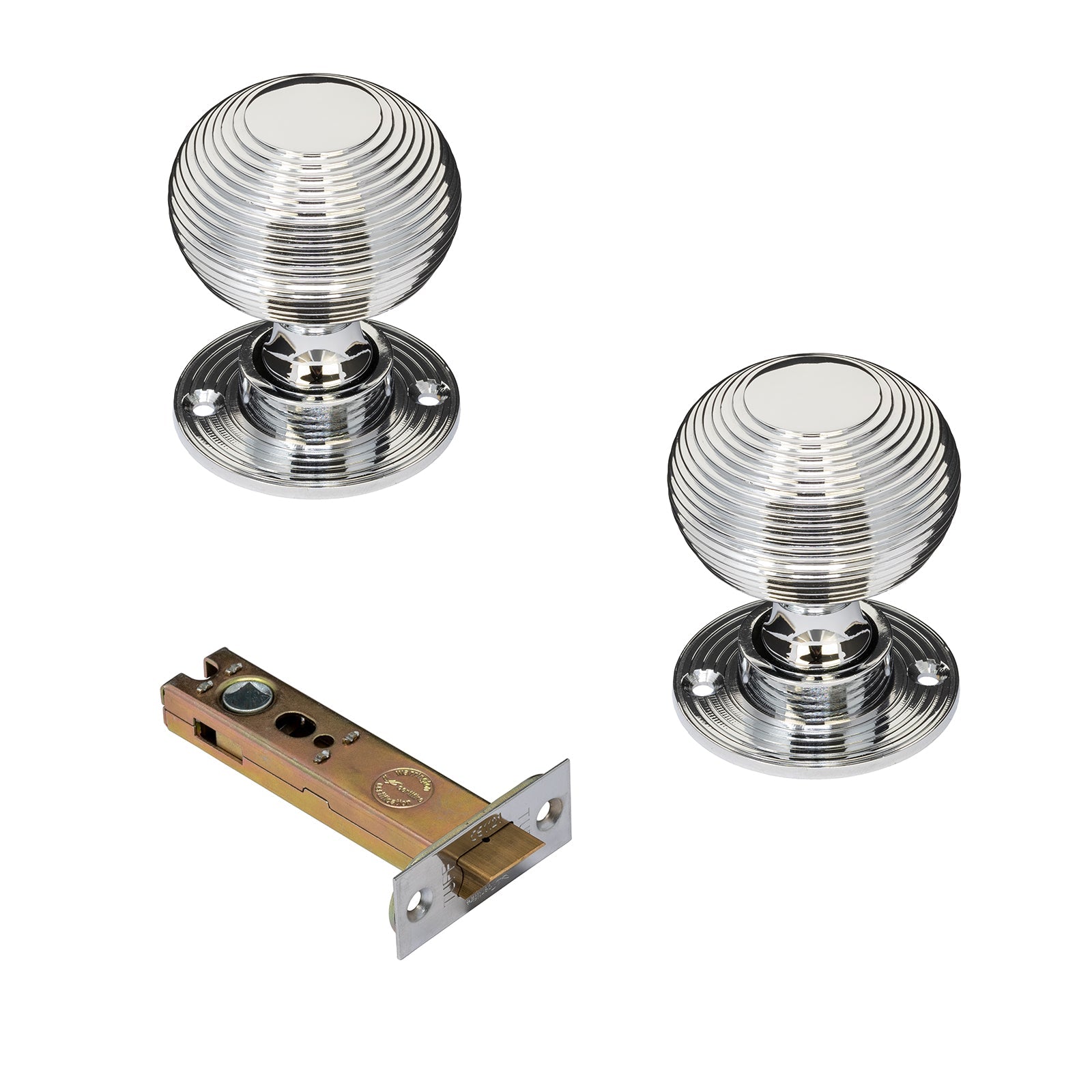 chrome beehive door knob 4 inch latch set