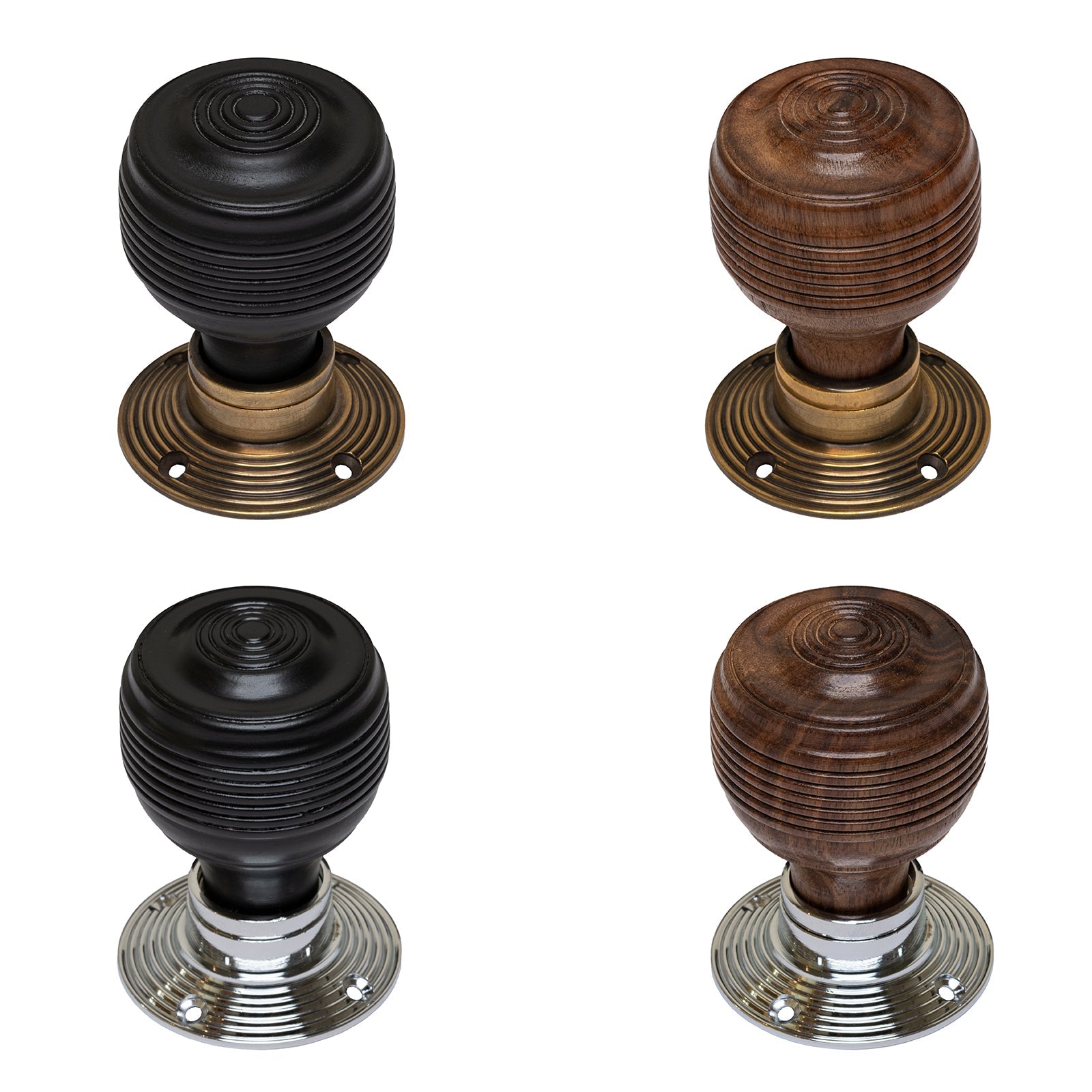 Georgian Wooden Door Knobs Chorome & Antique