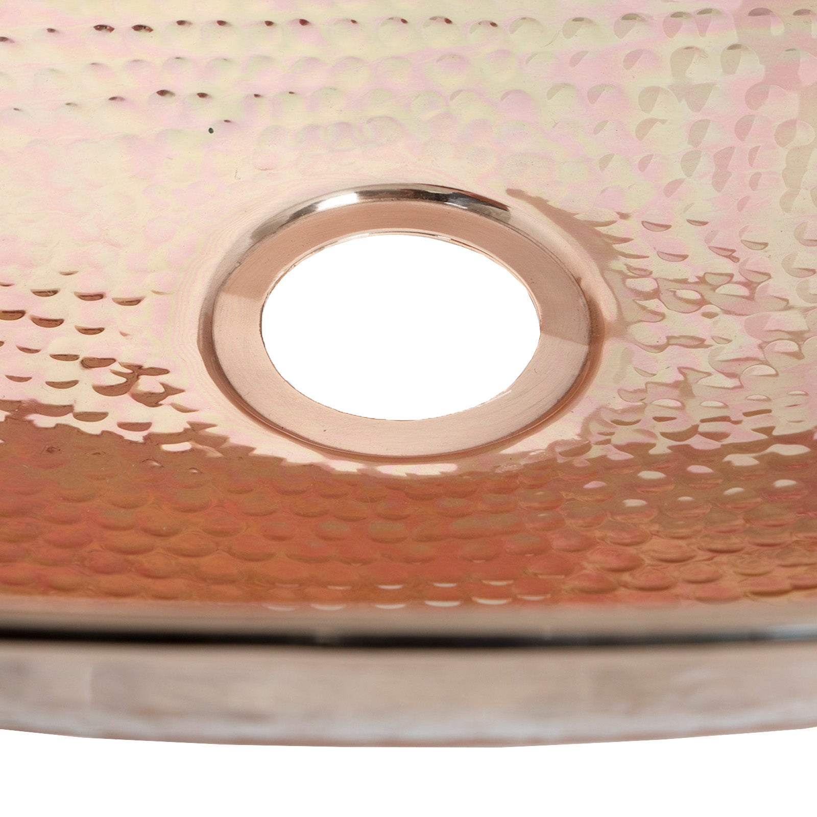 SHOW Close Up of Hammered Oval Sink in Hammered Copper